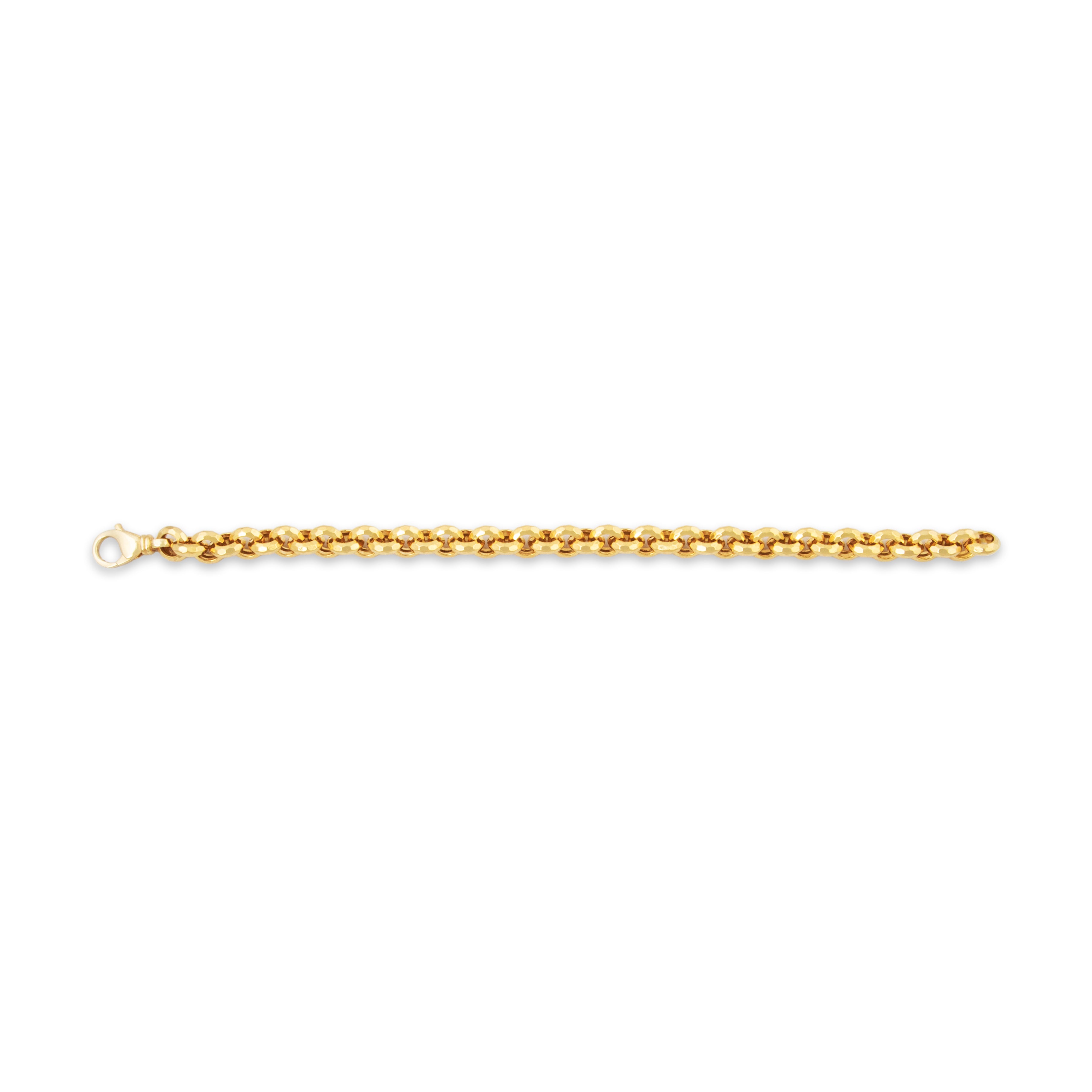 Vintage Italian 14k Yellow Gold Bold Hammered Rolo Chain Bracelet 7、mySite、hinf8tx79