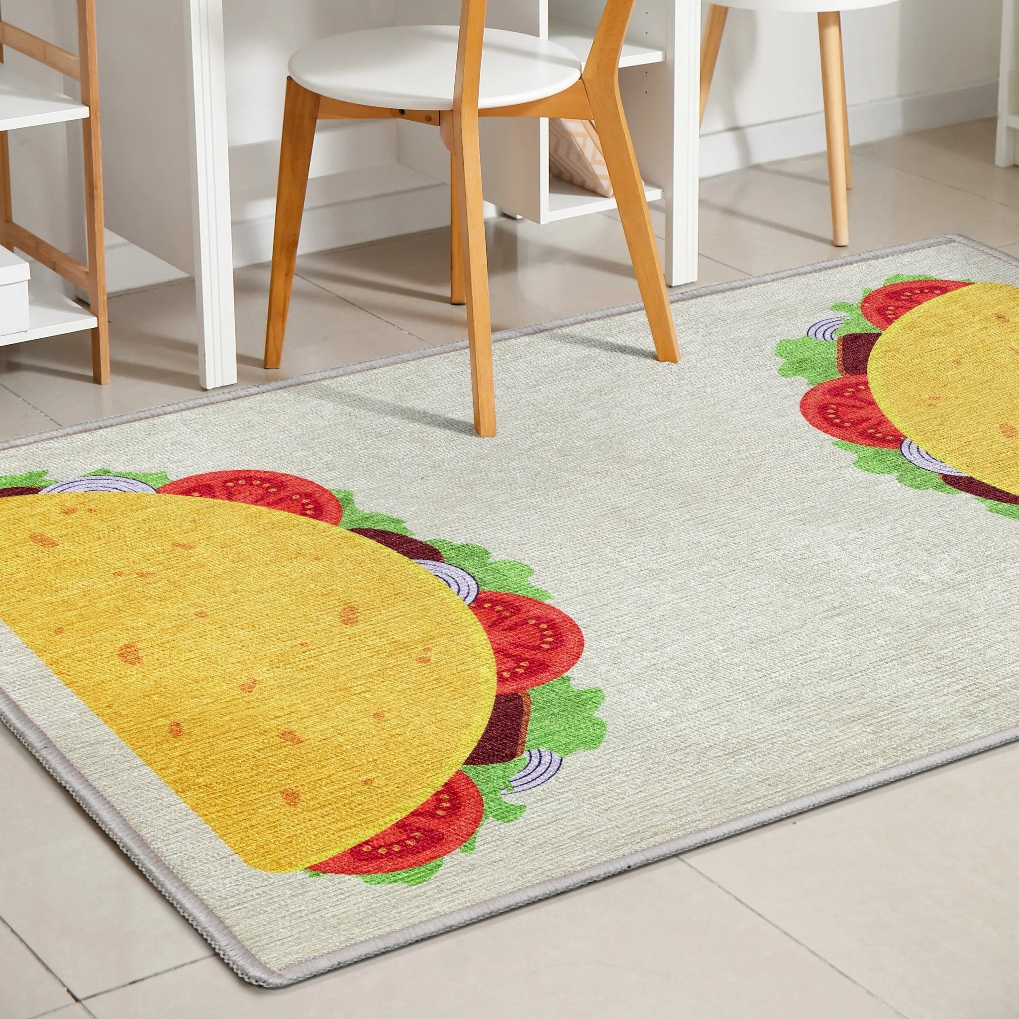 Double Taco Novelty Multi Yellow Flat-Weave Rug、mySite、gigharbornorthrealestate