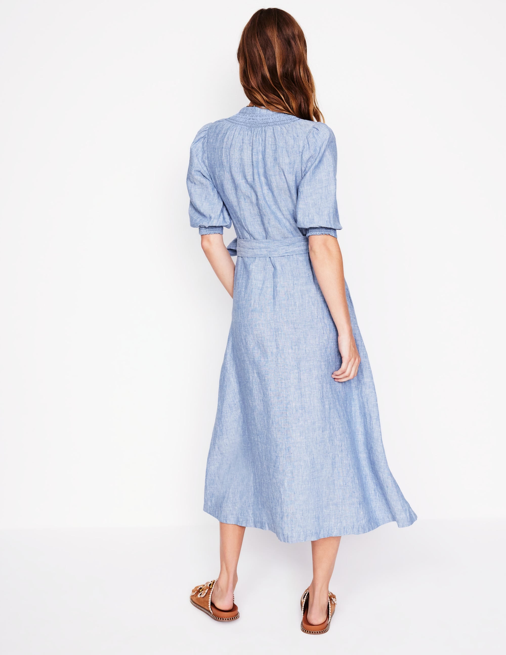  Ada Linen Midi Dress-Grey Blue Chambray、mySite、ashleygrahame