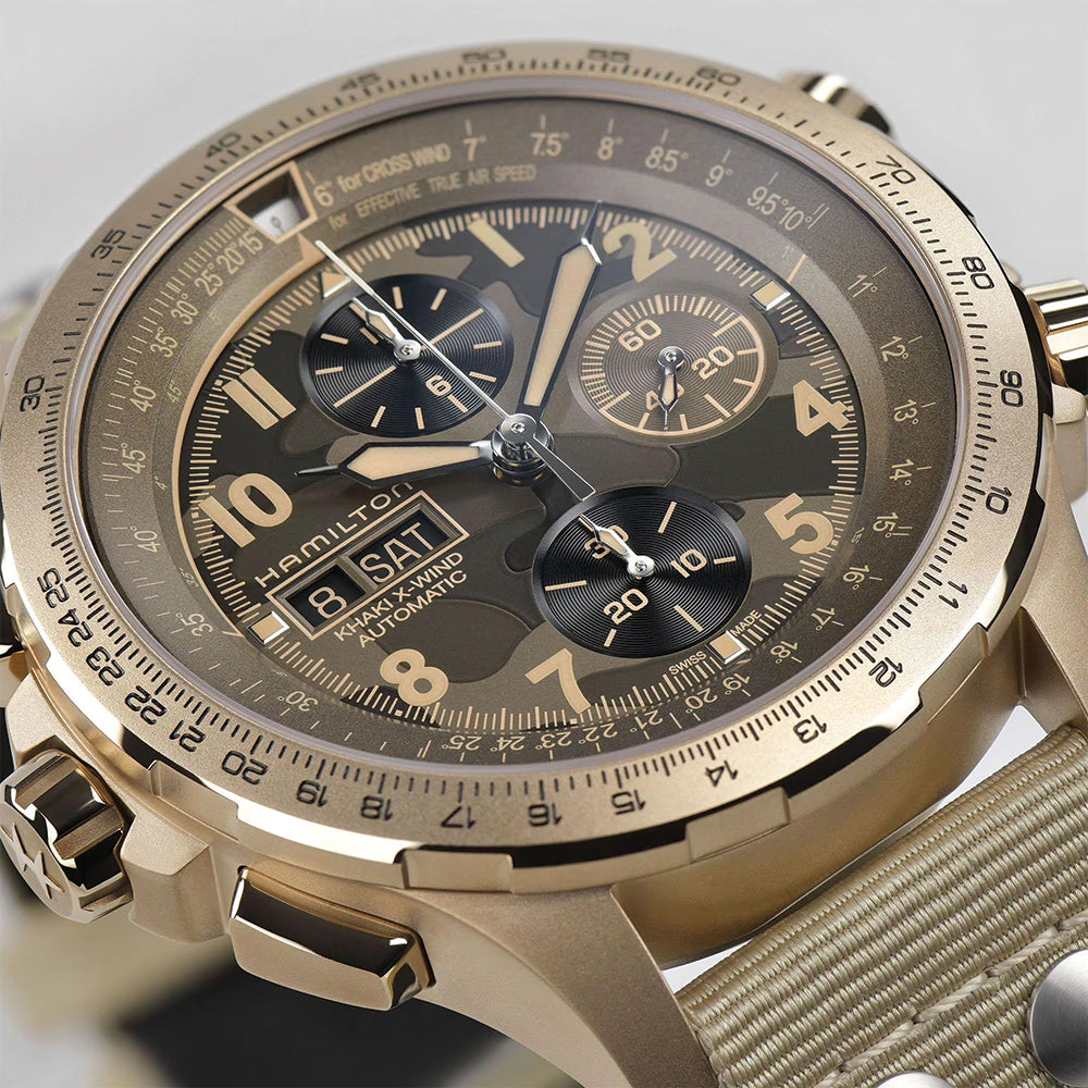 Khaki Aviation X-Wind Auto Chrono 45mm - Brown on Textile Strap、mySite、botmansion