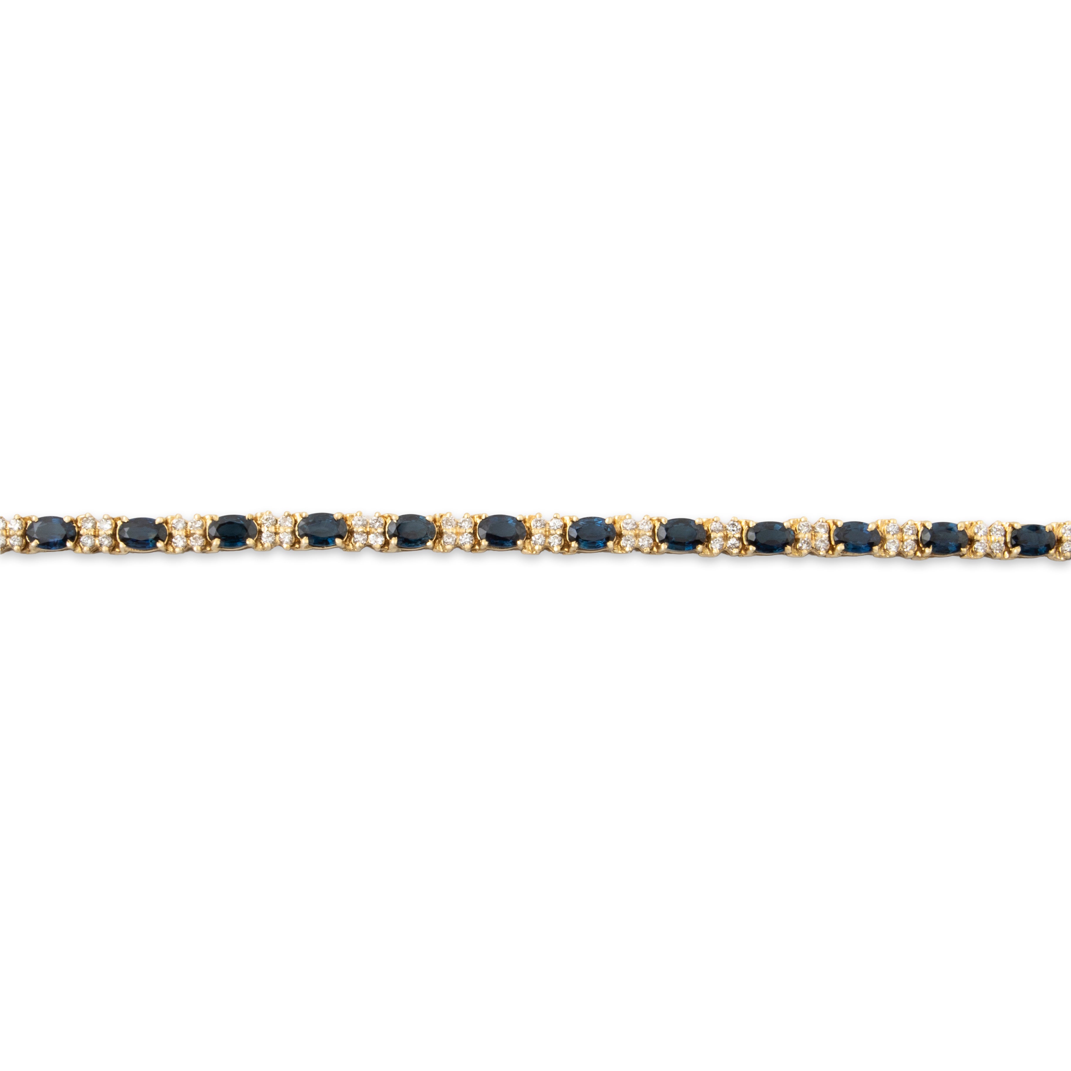 Vintage 14k Yellow Gold 7.68cttw Sapphire 1.15cttw Diamond Tennis Bracelet 6.5、mySite、hinf8tx79