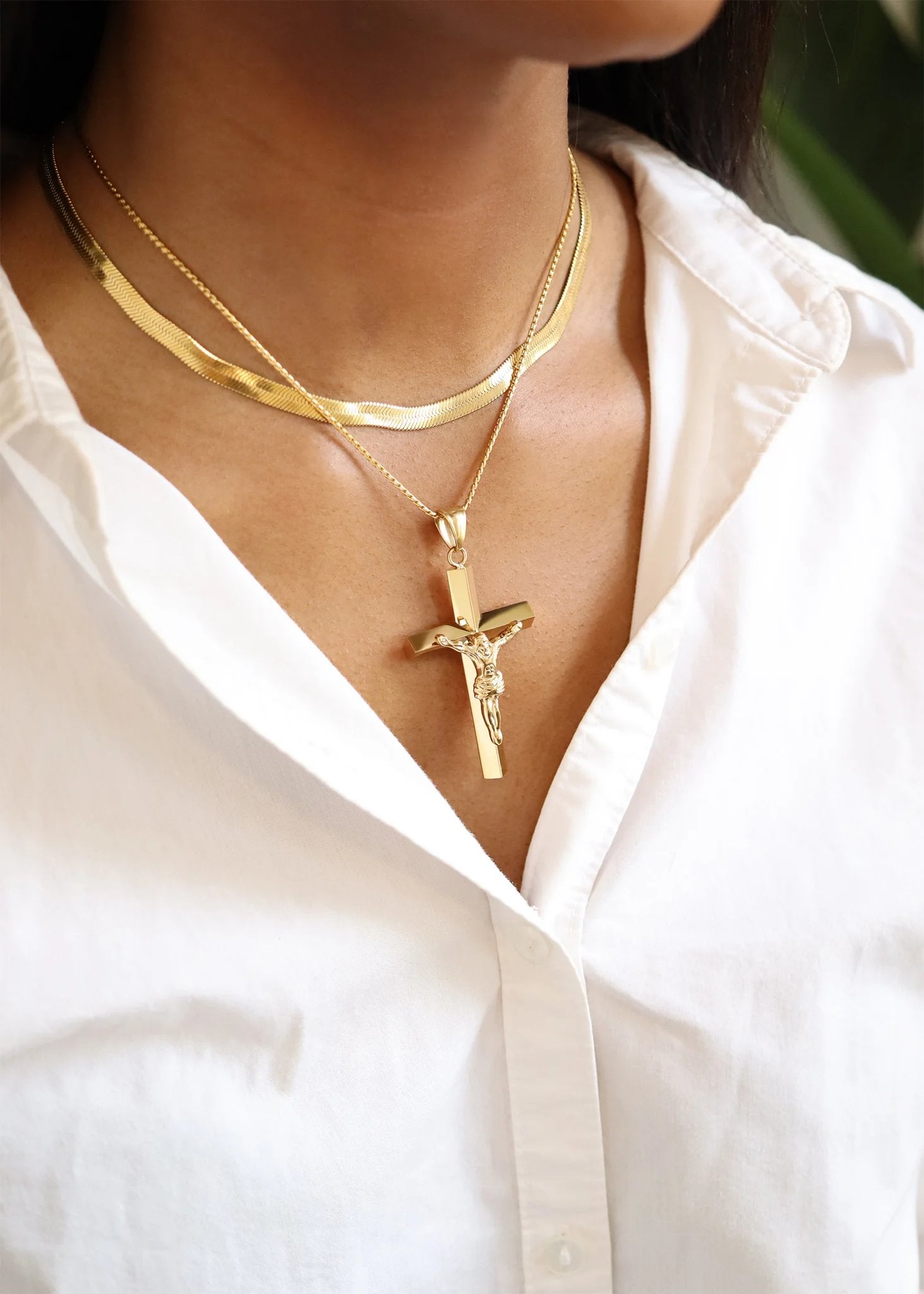 18K Gold PVD Stainless Steel Medium Crucifix Cross Pendant / PDL9018、mySite、dreamappss