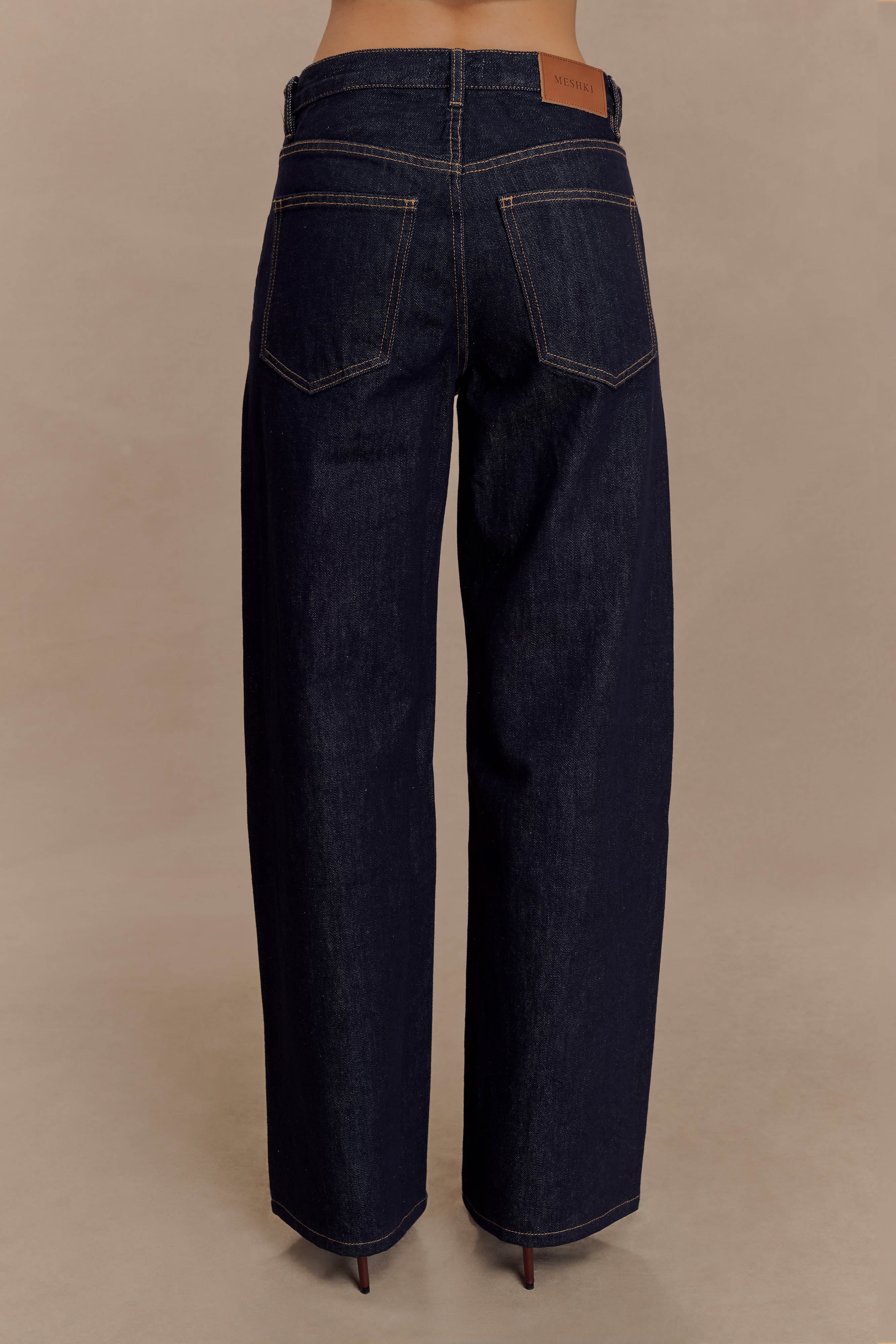Mannon Mid Rise Denim Jeans - Washed Indigo Blue、mySite、solidvoid