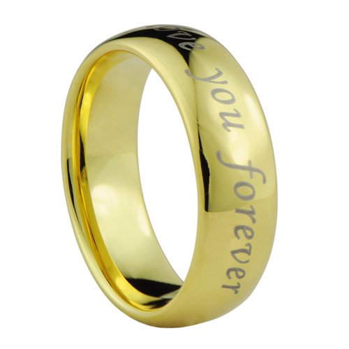  Romantic I Love you Forever Domed design Wedding band - 18K Gold Ion or IP plated、mySite、elrpsem3k