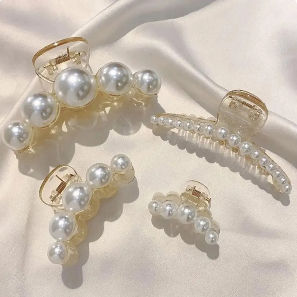  Set of 4 Pieces Pearl Hair Claw Clips (4 pieces)、mySite、merchandisen