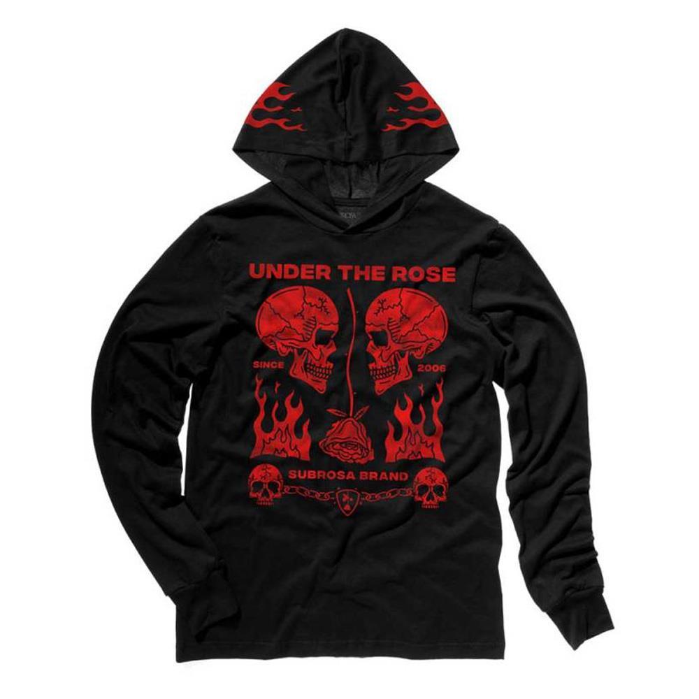  Subrosa Rose Malone Hooded Long Sleeve T-shirt - Black、mySite、merchandisen