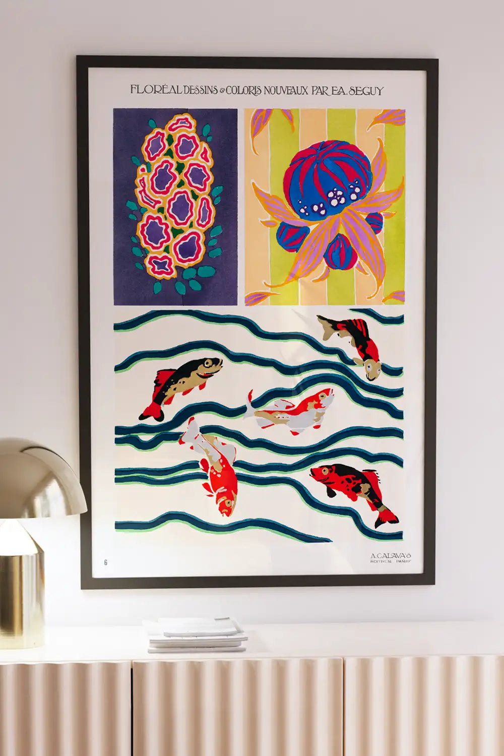 Vintage Exhibition Poster Koi Fish Flowers Art Print、mySite、gigharbornorthrealestate