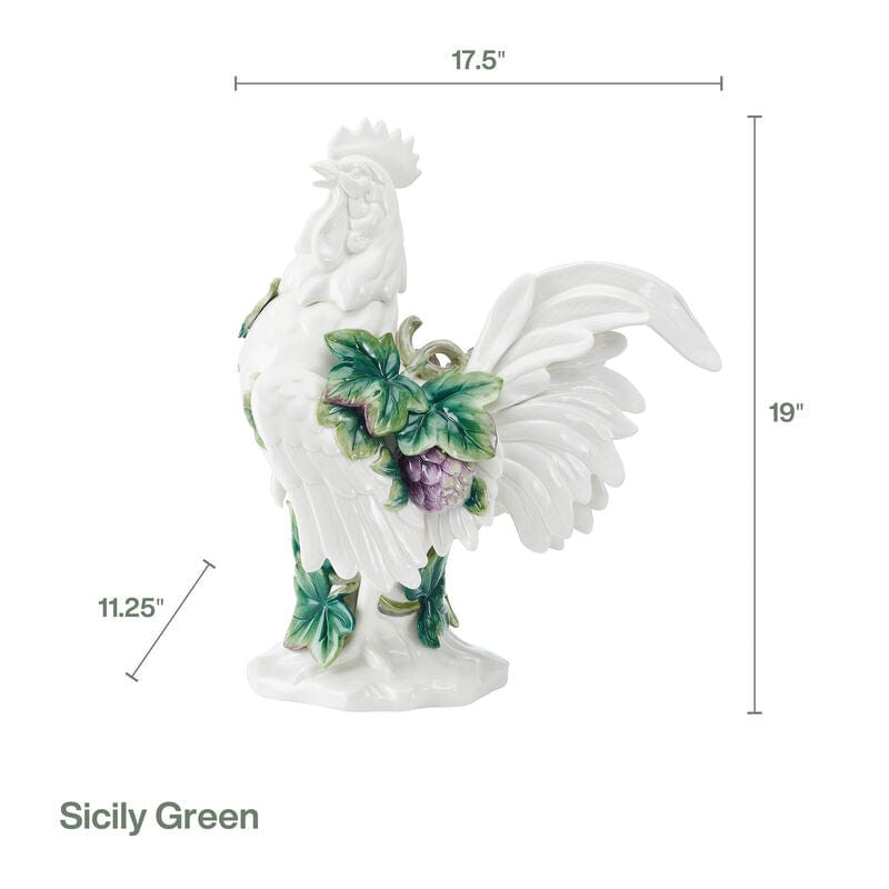 Fitz & Floyd Sicily Green Fine China Rooster、mySite、g9winljtr