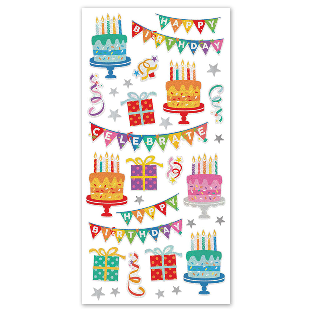  Birthday Cakes Holographic Foil Stickers - Packaged、mySite、ghnorth