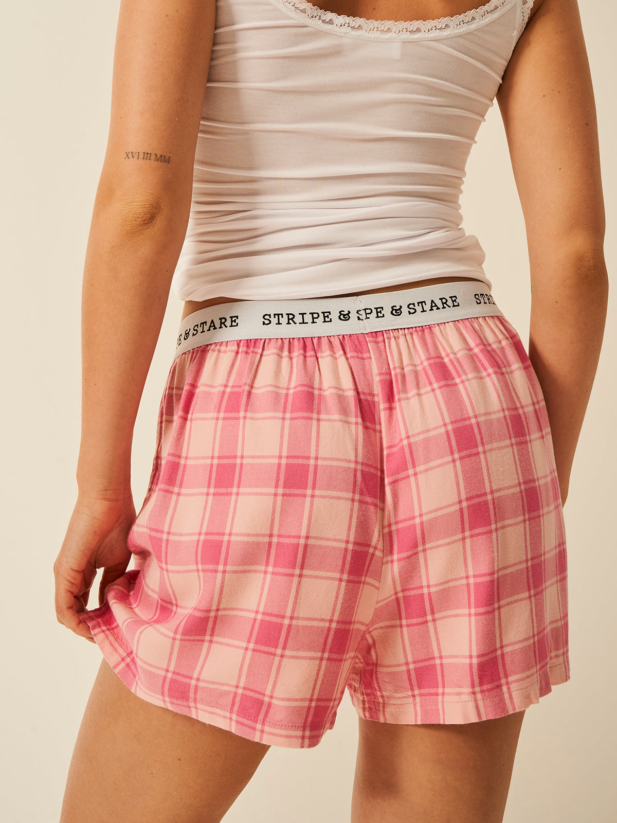 Soft Brushed Woven Pyjama Shorts - Pink Check、mySite、bengalsvssteelers