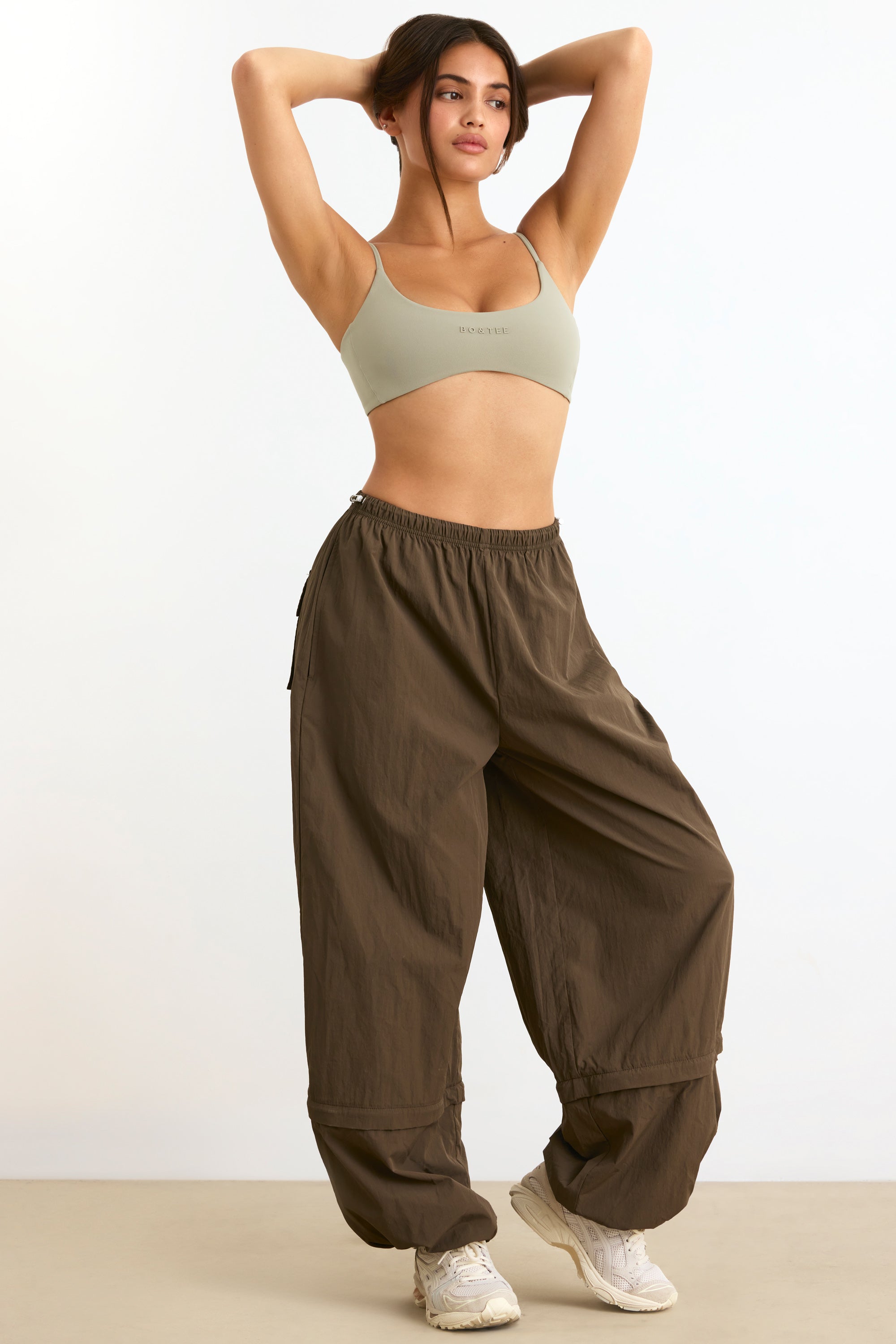 Convertible Wide Leg Track Pants in Espresso、mySite、solidvoid