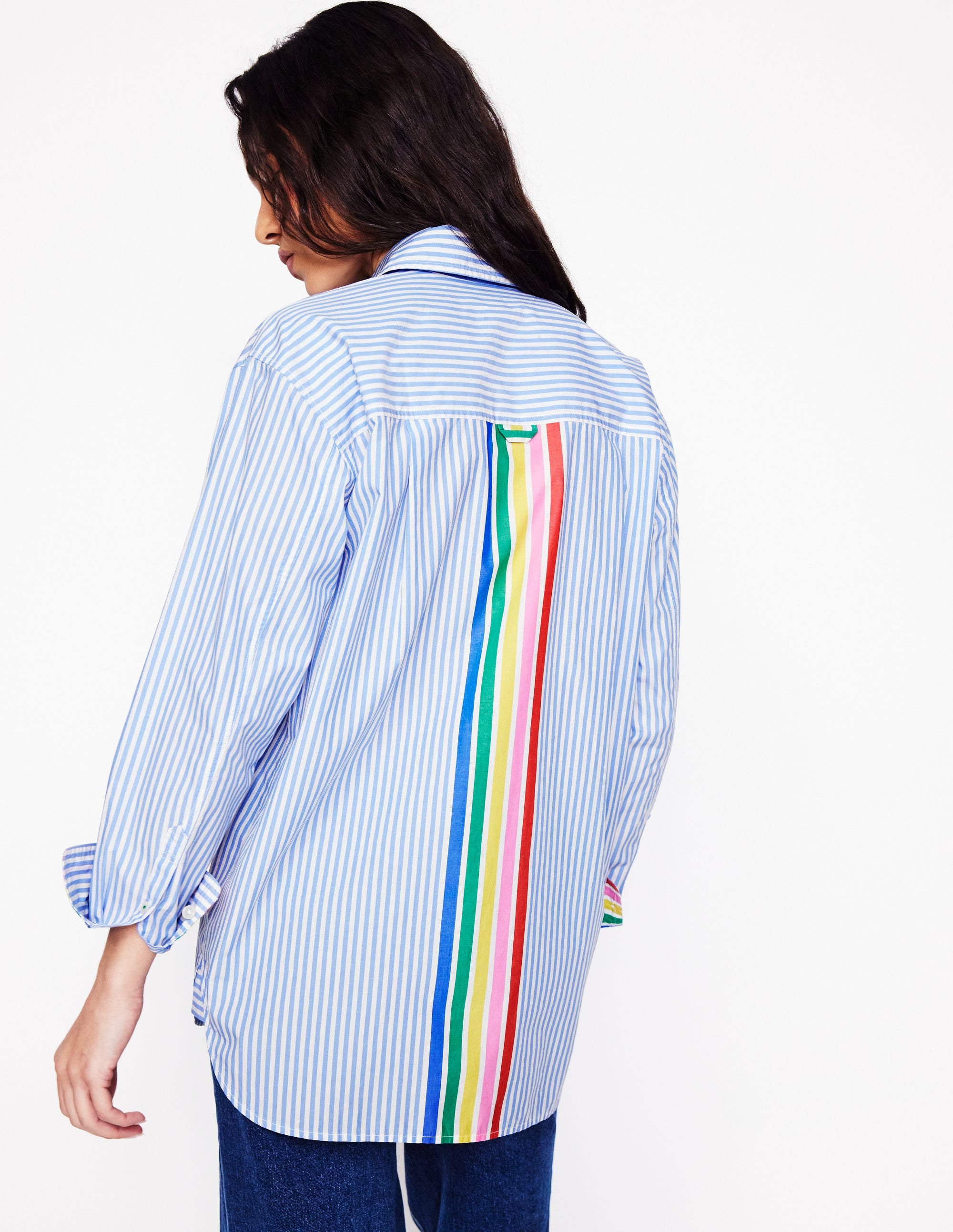  Sadie Relaxed Cotton Shirt-Rainbow Stripe Placement、mySite、ashleygrahame