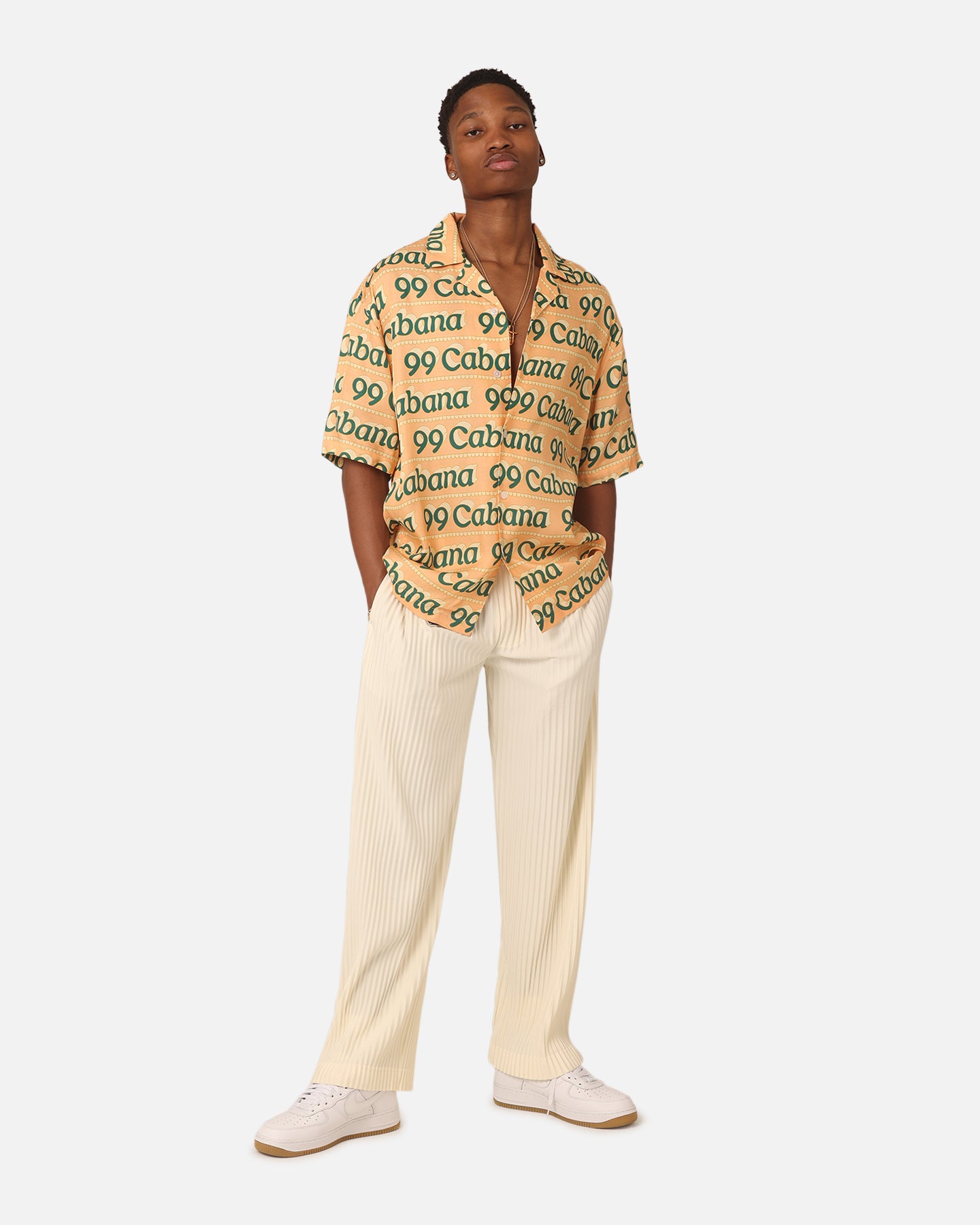 99 Cabana Logo Short Sleeve Button Up Shirt Yellow/Green、mySite、zt4zffjzw