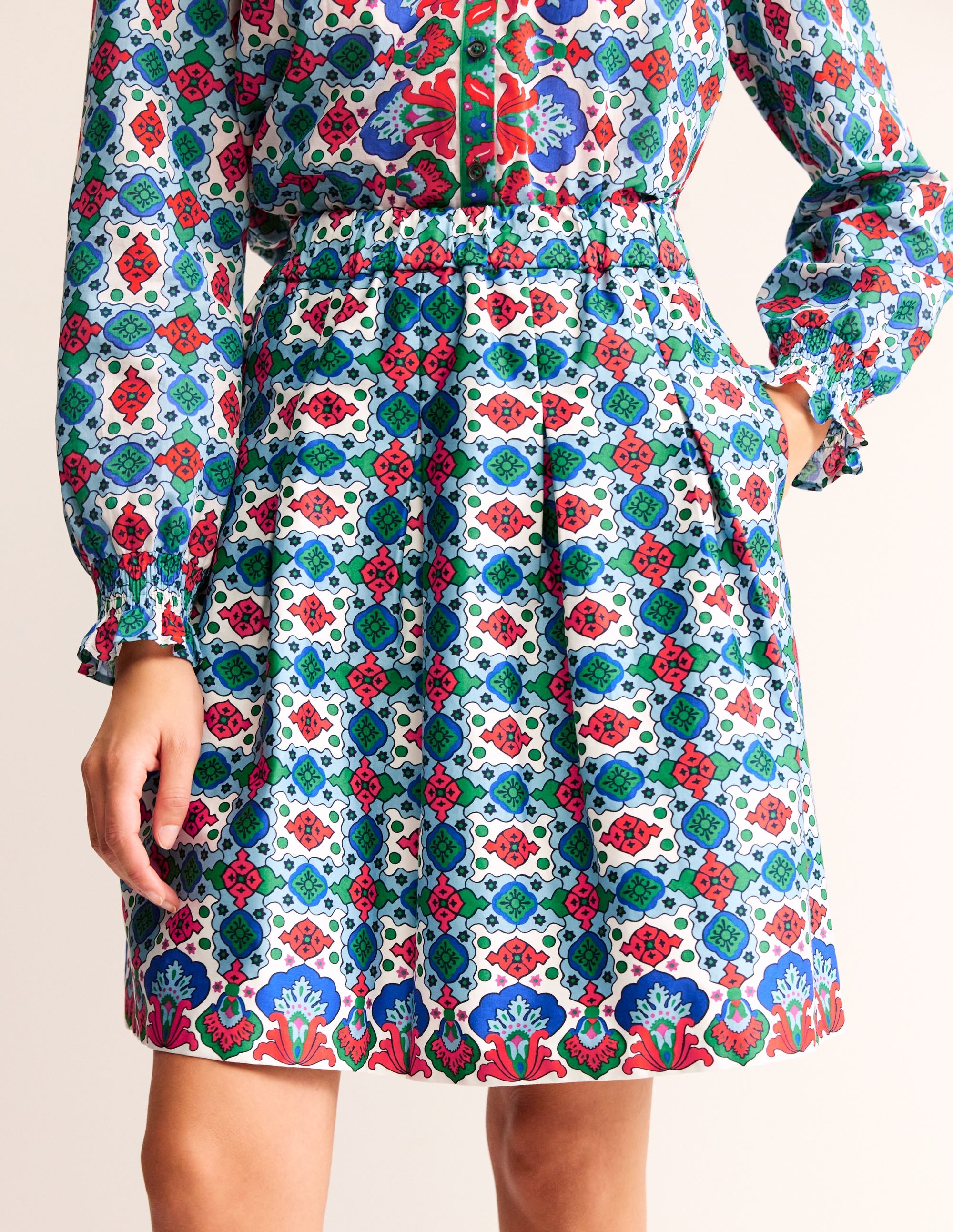  Pleated Cotton Skirt-Multi, Coastal Tile、mySite、ashleygrahame