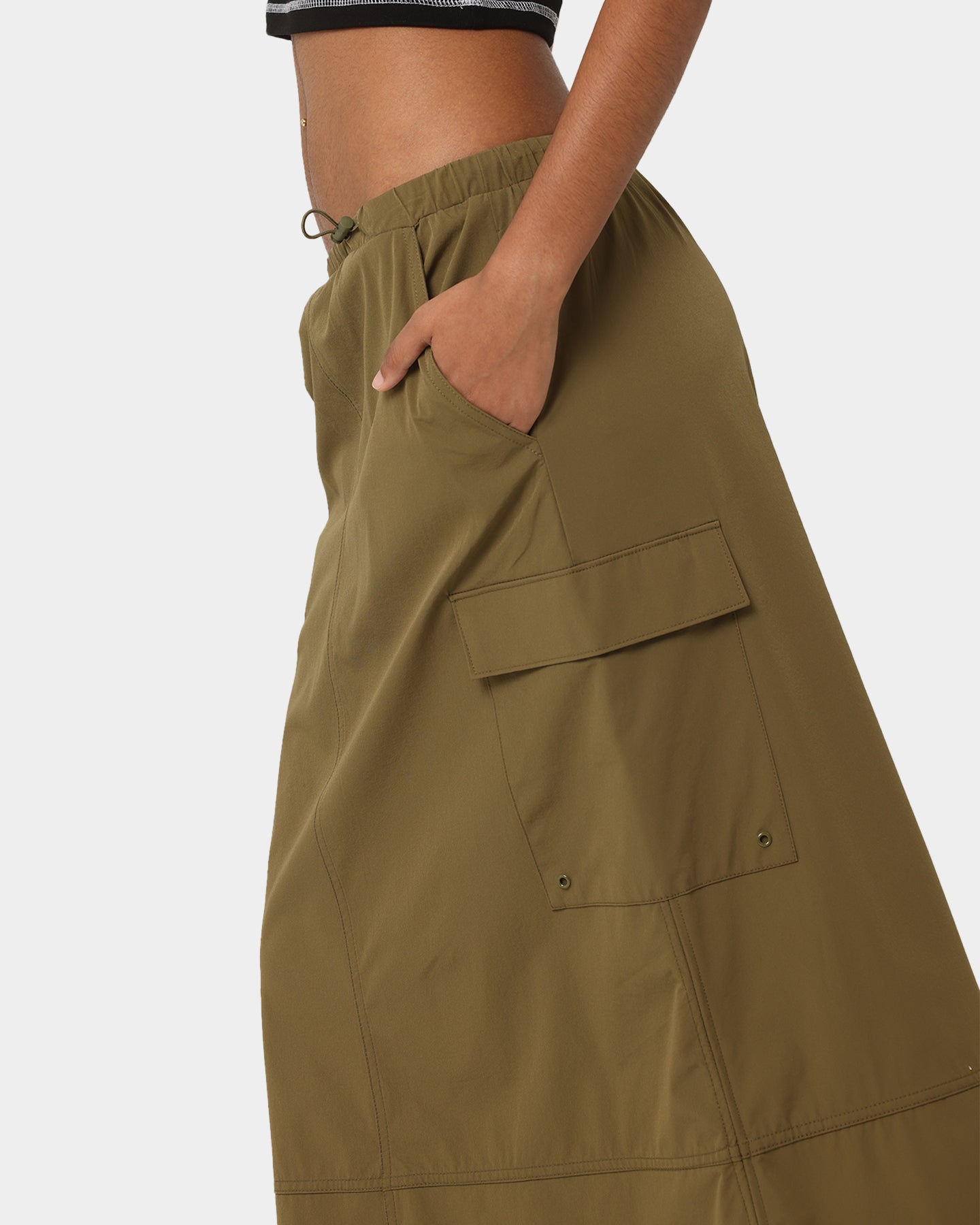 MNML Women's Parachute Maxi Skirt Khaki、mySite、zt4zffjzw