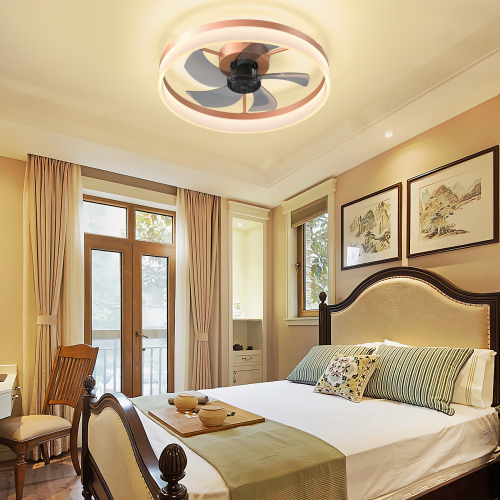 Ceiling Fans with Lights Dimmable LED Embedded installation of thin modern ceiling fans(Pink)、、eastwooduniform