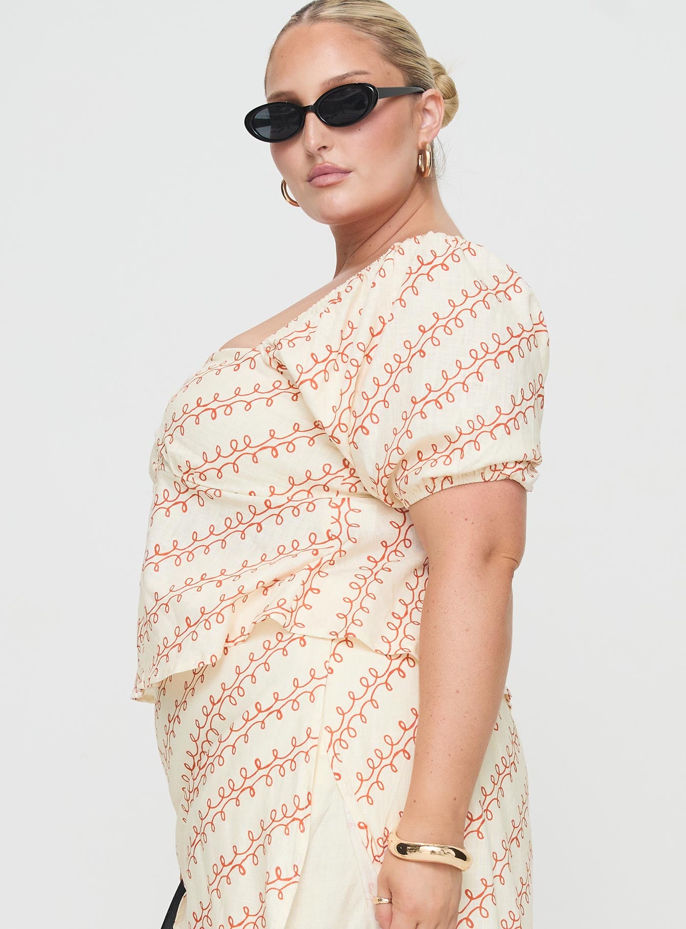 Passionfruit Linen Blend Top Multi Curve、mySite、solidvoid