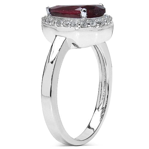 Pear Shaped Rhodolite Garnet and Topaz Solitaire Ring Sterling Silver、mySite、g9winljtr