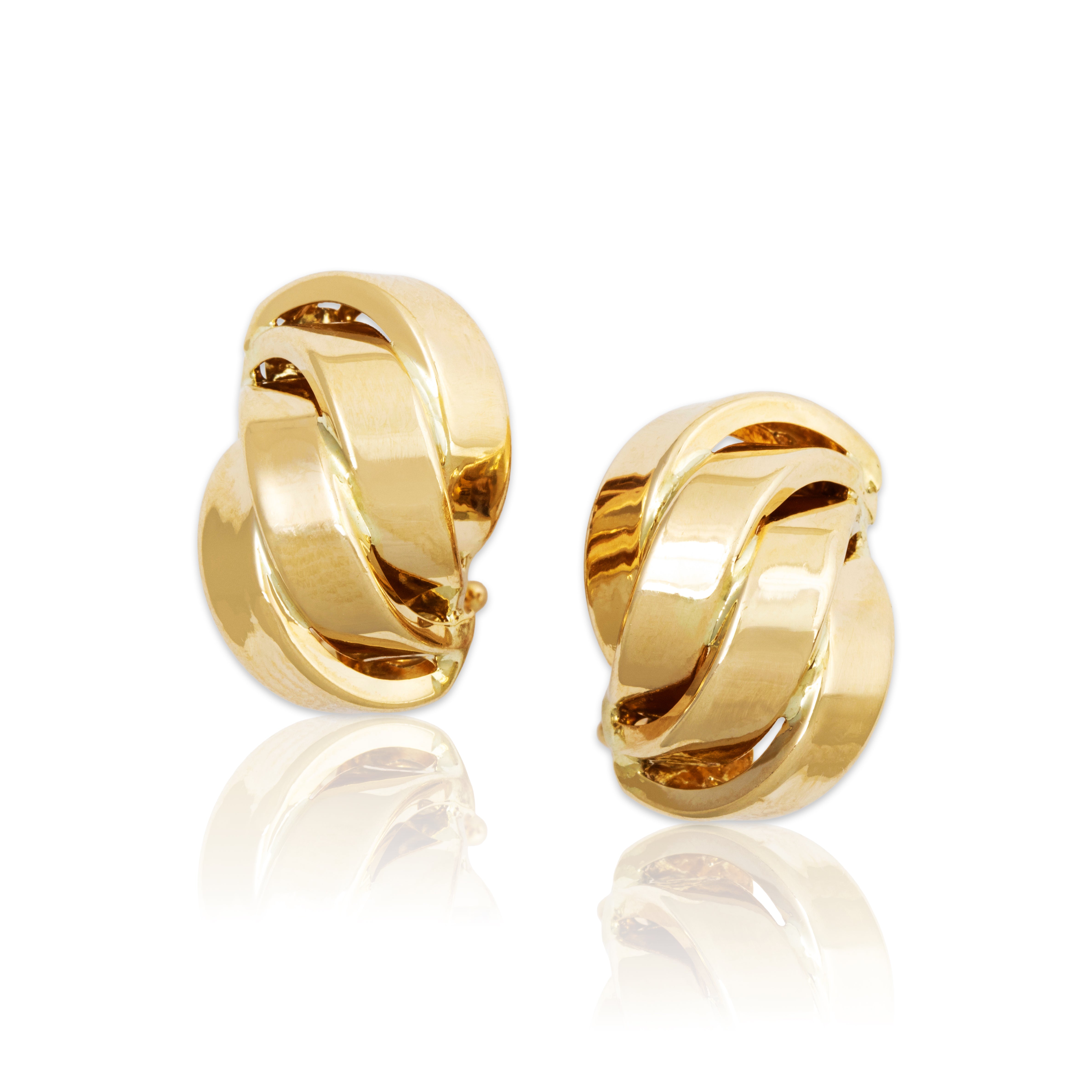 Vintage Italian 14k Yellow Gold Statement Twists Omega Back Earrings、mySite、hinf8tx79