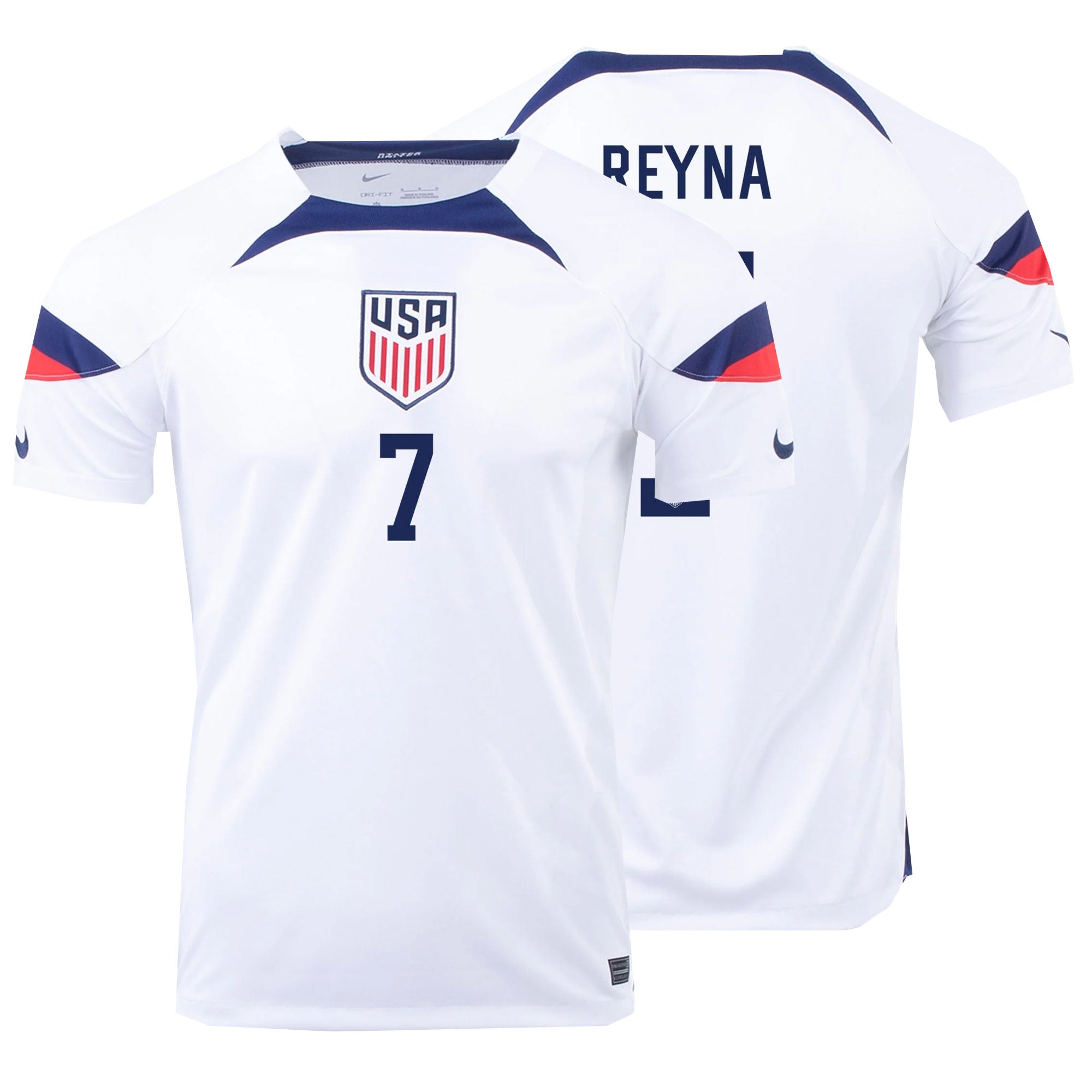 Nike Men's USA 2022/23 Dri-FIT ADV Home Jersey w/ Reyna #7 Printing、mySite、noshort