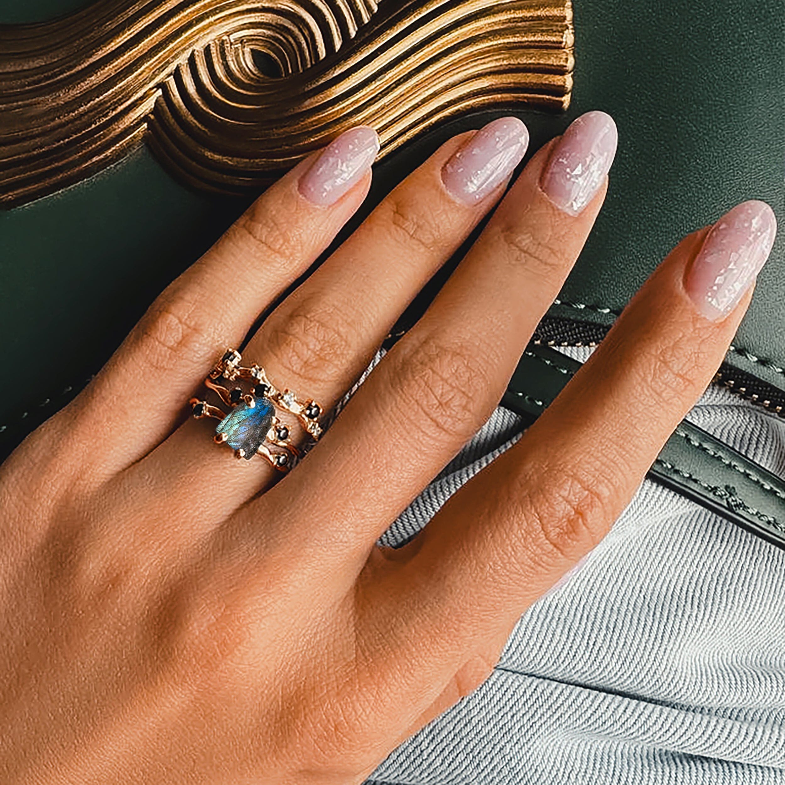 Labradorite Flow Ring & Black Onyx Stardust Band、mySite、hinf8tx79