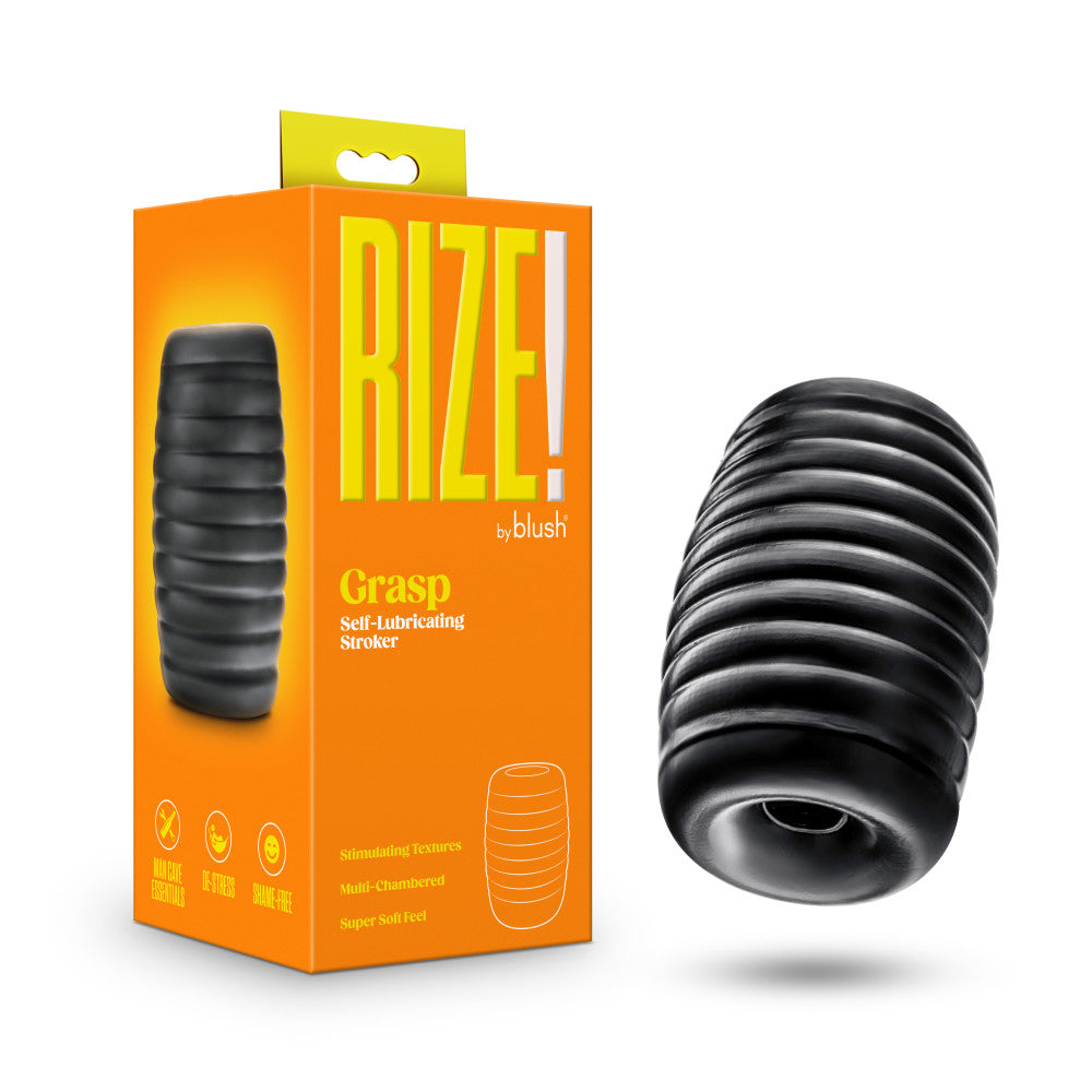 Rize! By Blush® | Grasp Self-Lubricating Pocket Stroker - Made With Ultra Soft X5® Plus - Dual Erotic Chambers - Black、mySite、bottomscart