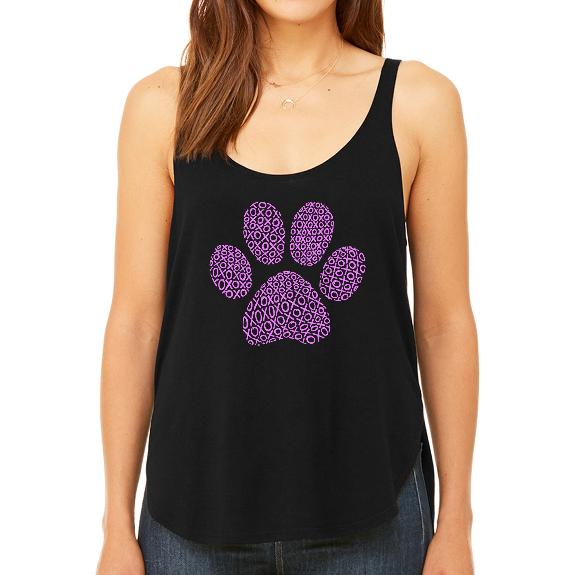 XOXO Dog Paw - Women's Premium Word Art Flowy Tank Top、mySite、camillekostekn