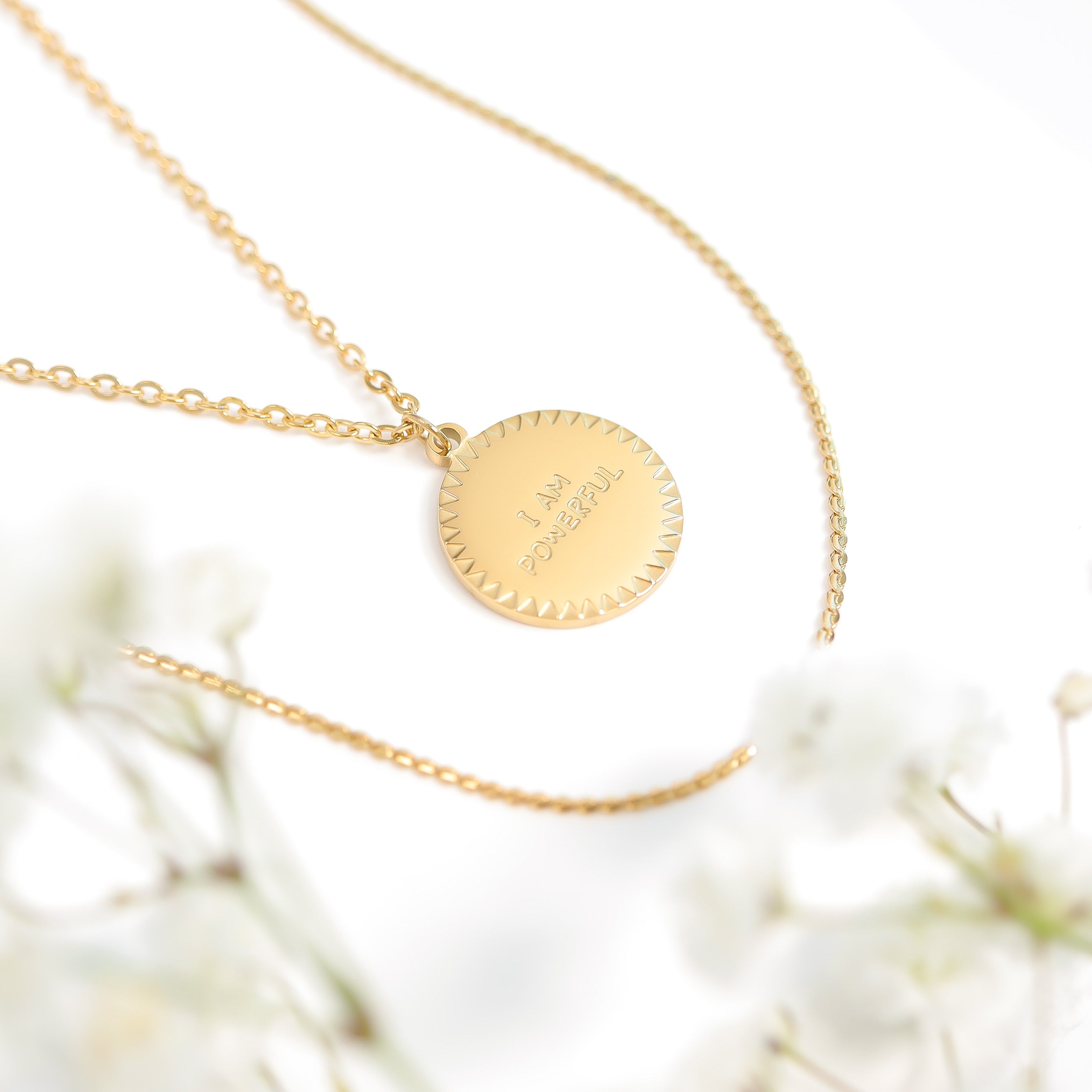 18K Gold PVD Stainless Steel I Am Powerful Charm / PDL0015、mySite、dreamappss