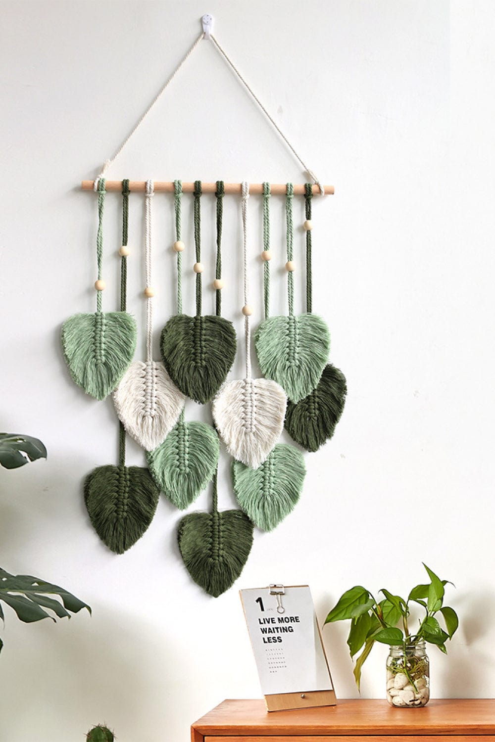 Macrame Leaf Bead Wall Hanging-Handmade, Super Cute!、mySite、g9winljtr