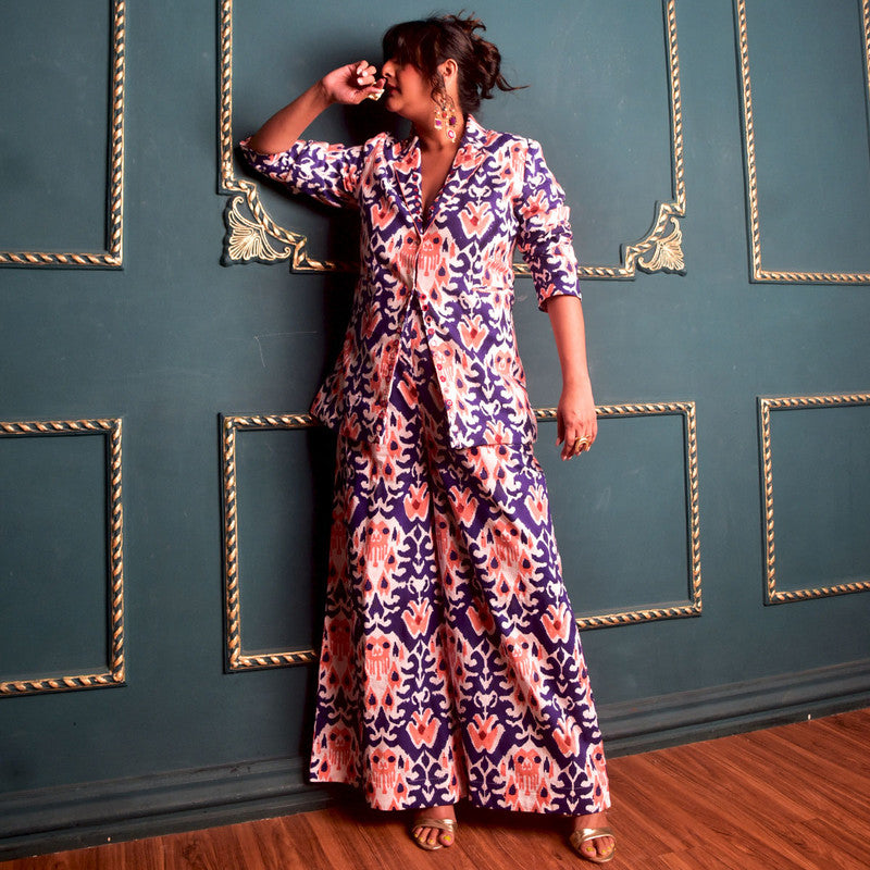 Cotton Flared Pant For Women | Block Print | Blue、mySite、camillekostekn