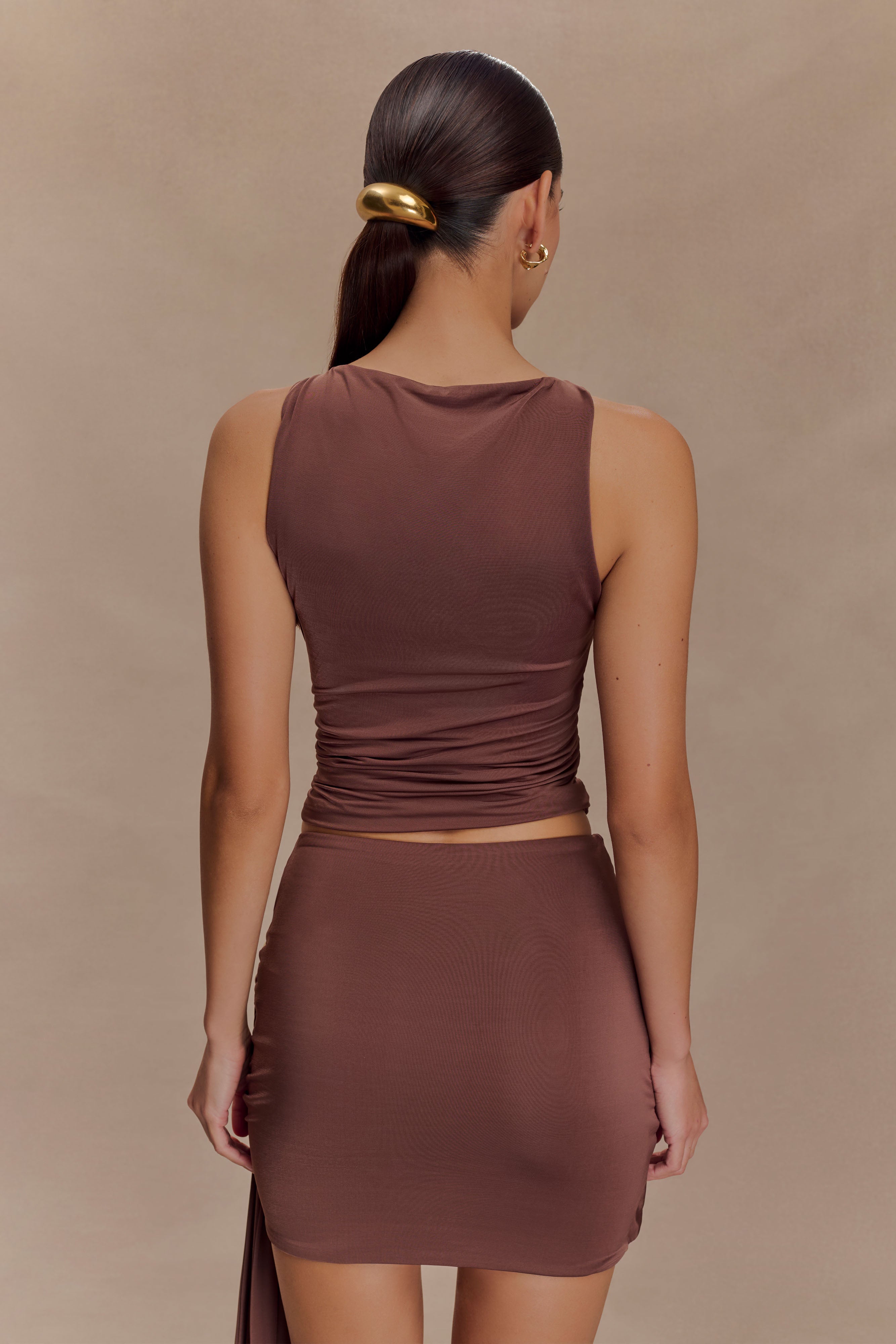 Alicent Slinky Beaded Top - Chocolate、mySite、solidvoid