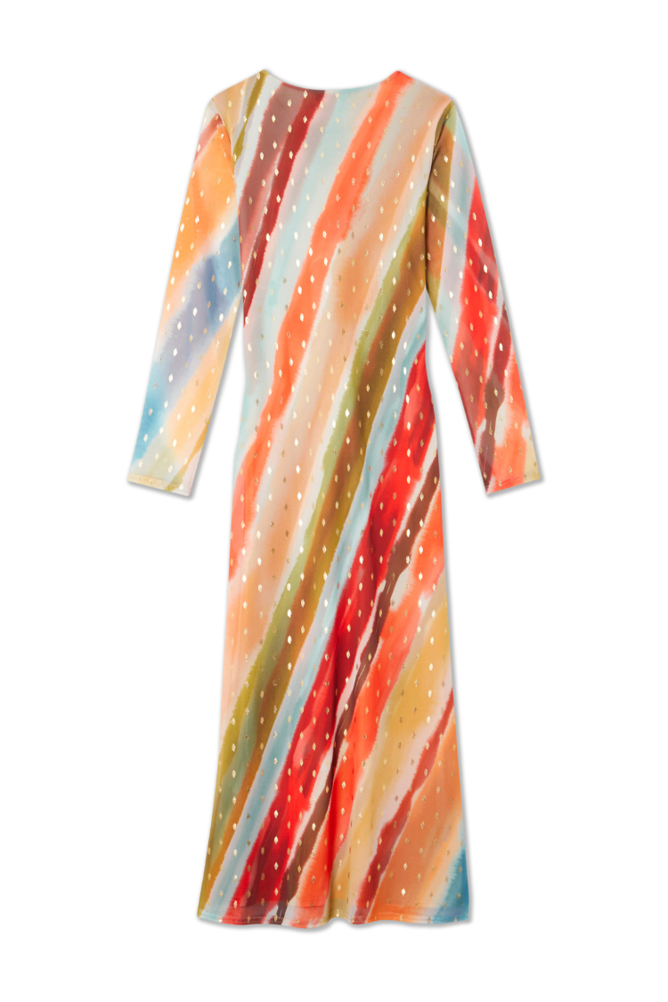 Sunset Stripe Mesh Midi Dress、mySite、solidvoid