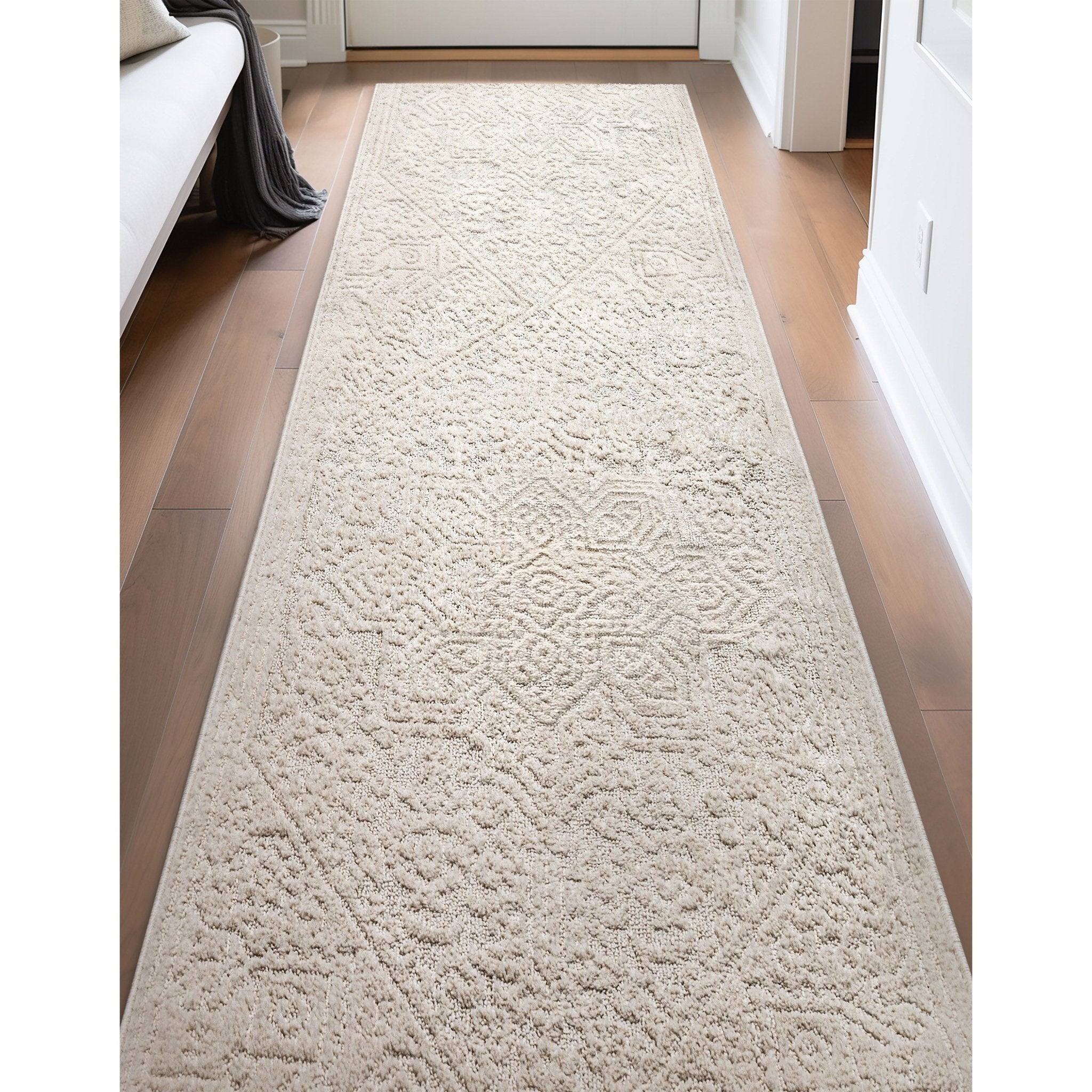 Custom Size Runner Cloud Medallion Farmhouse Medallion Ivory Choose Your Width x Choose Your Length Hallway Runner Rug、mySite、gigharbornorthrealestate