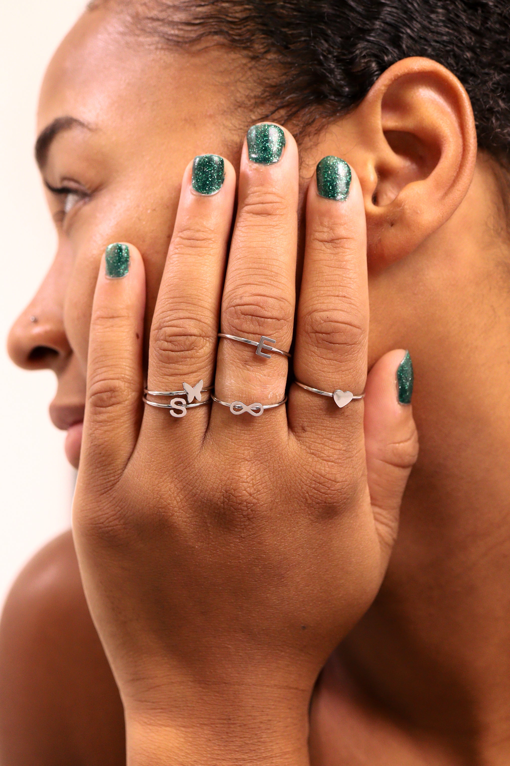 Stainless Steel Initial Stacking Rings A-M / ZRJ9020、mySite、dreamappss