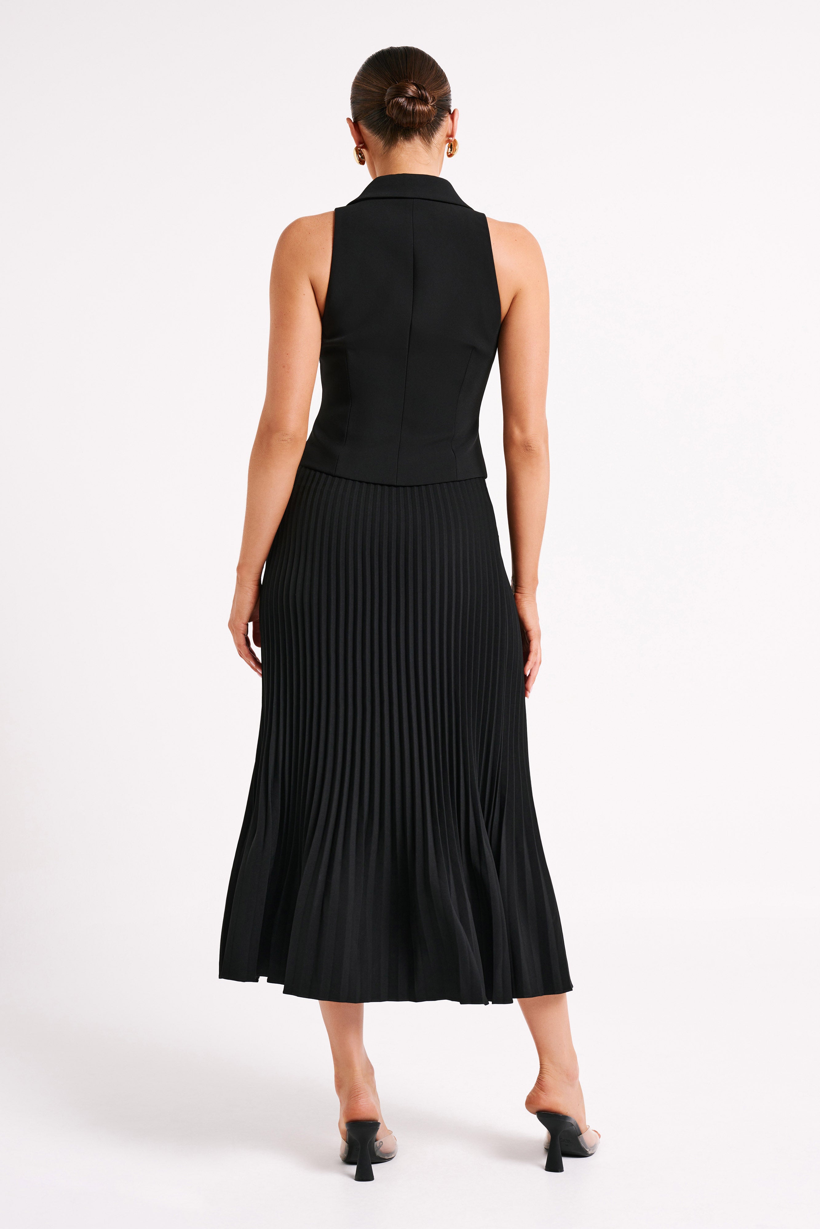 Twyla Pleated Suiting Maxi Skirt - Black、mySite、solidvoid