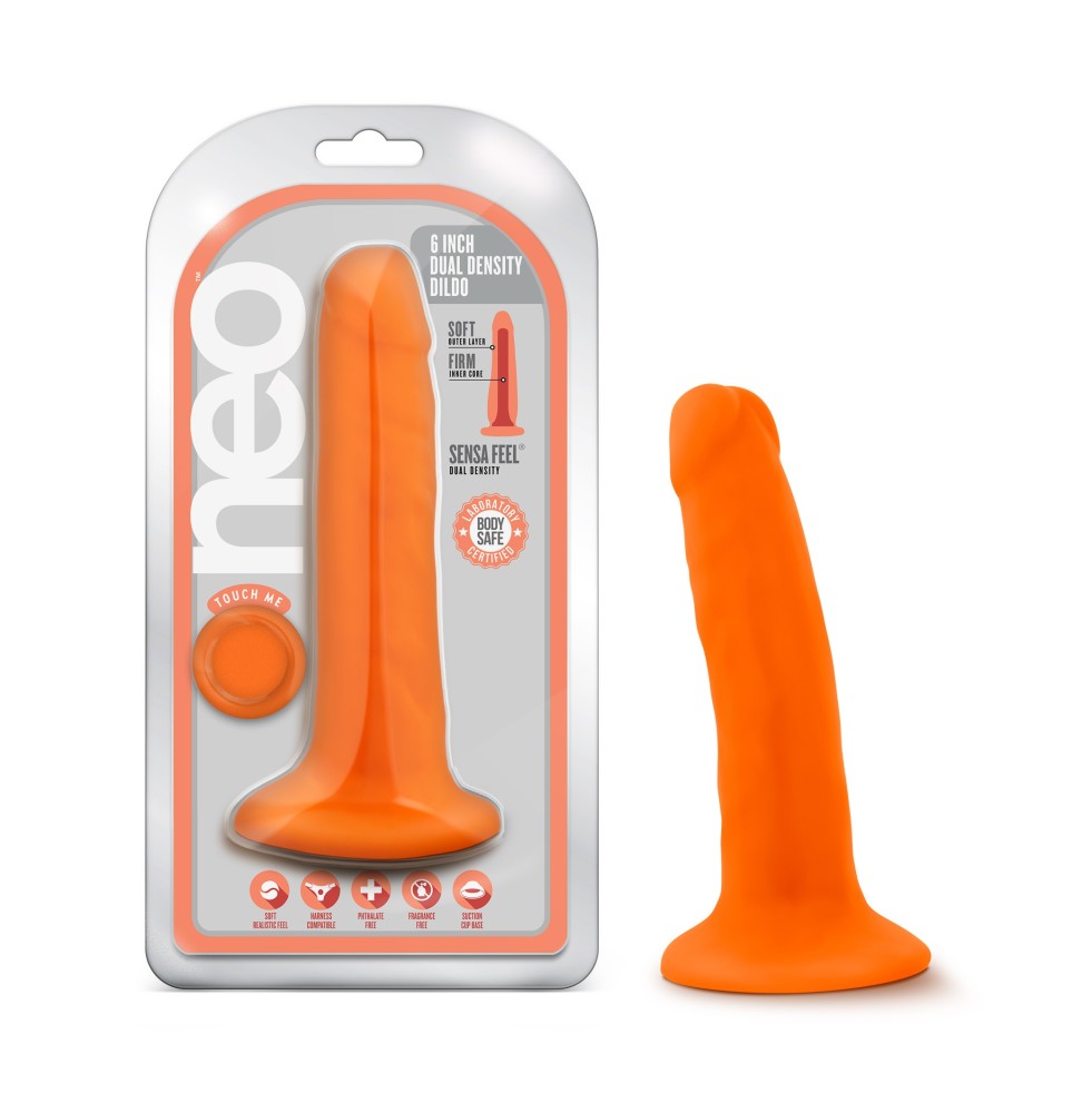 Neo By Blush® | Realistic Neon Orange 6-Inch Long Dildo With Suction Cup Base、mySite、bottomscart