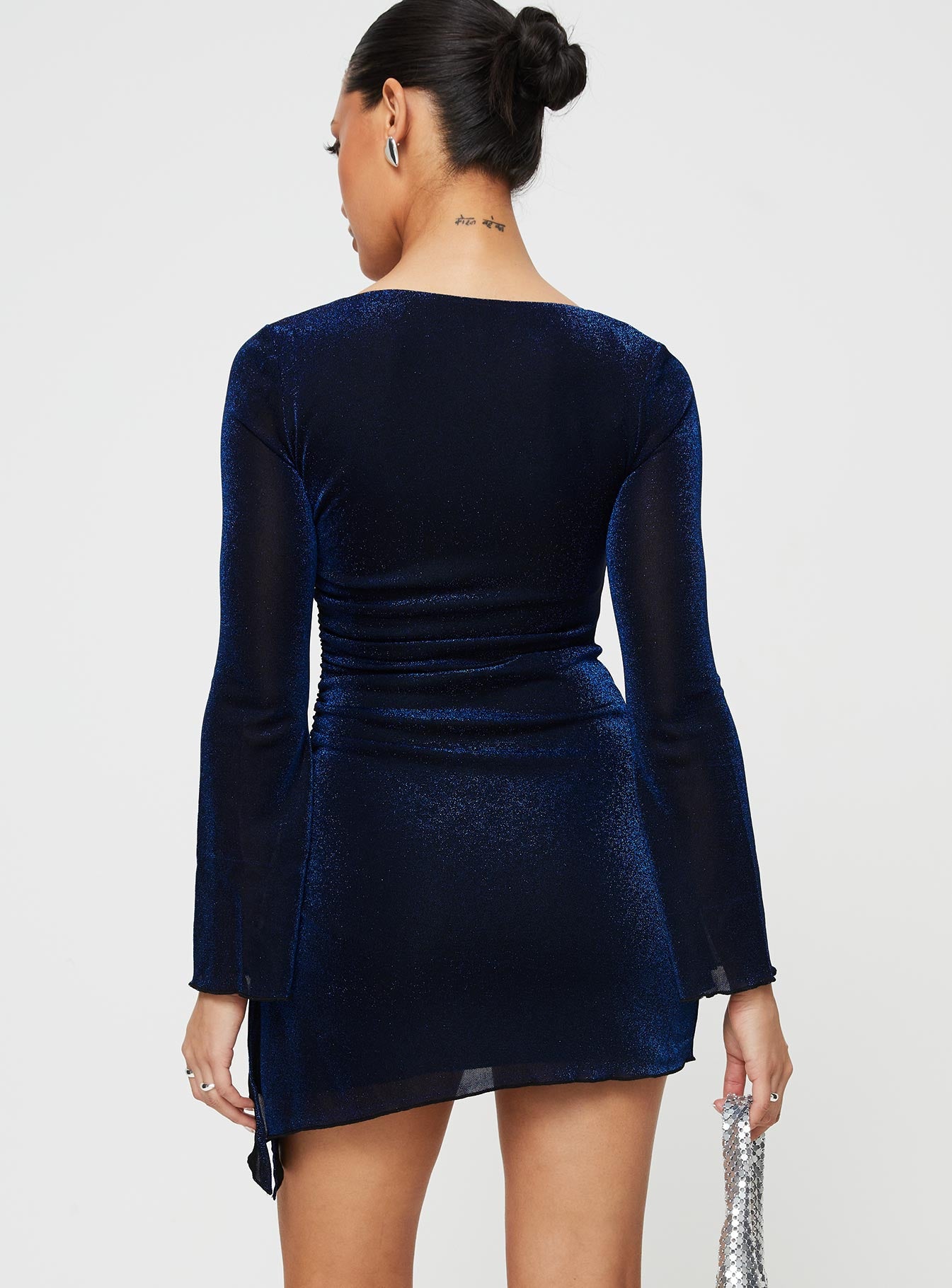 Donelli Long Sleeve Mini Dress Navy Lower Impact、mySite、solidvoid