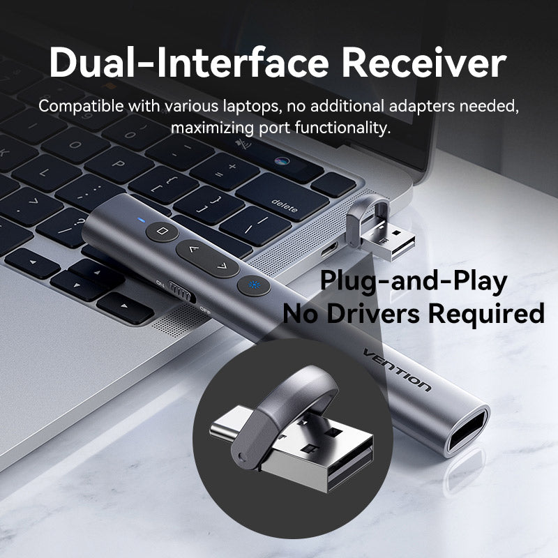 Vention Wireless PowerPoint Presentation Clicker with Green Laser Pointer、mySite、fannypackpong