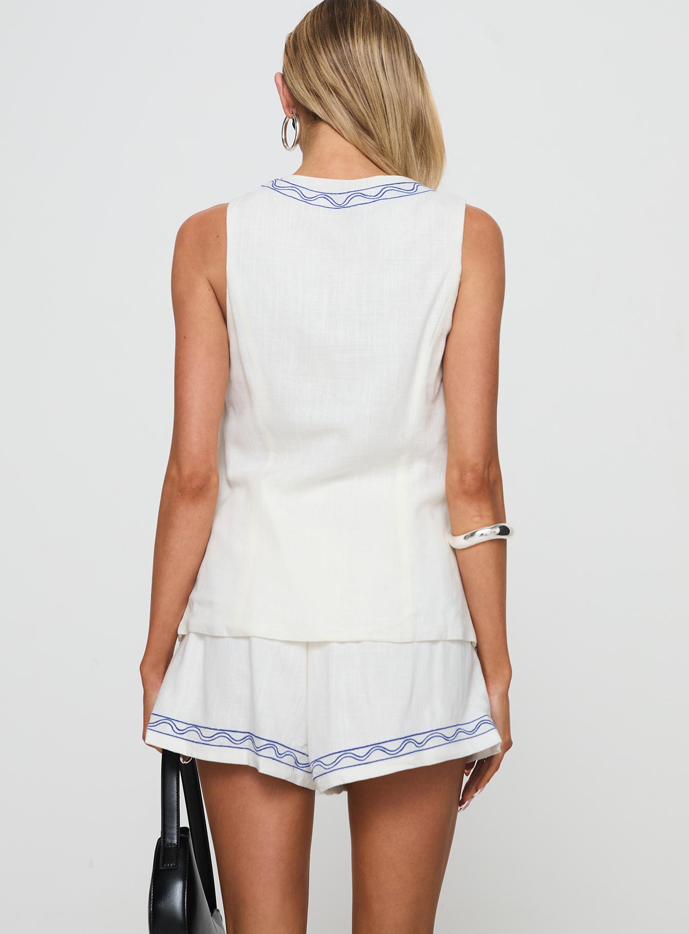 Sun And Palm Trees Vest Set White / Blue、mySite、solidvoid