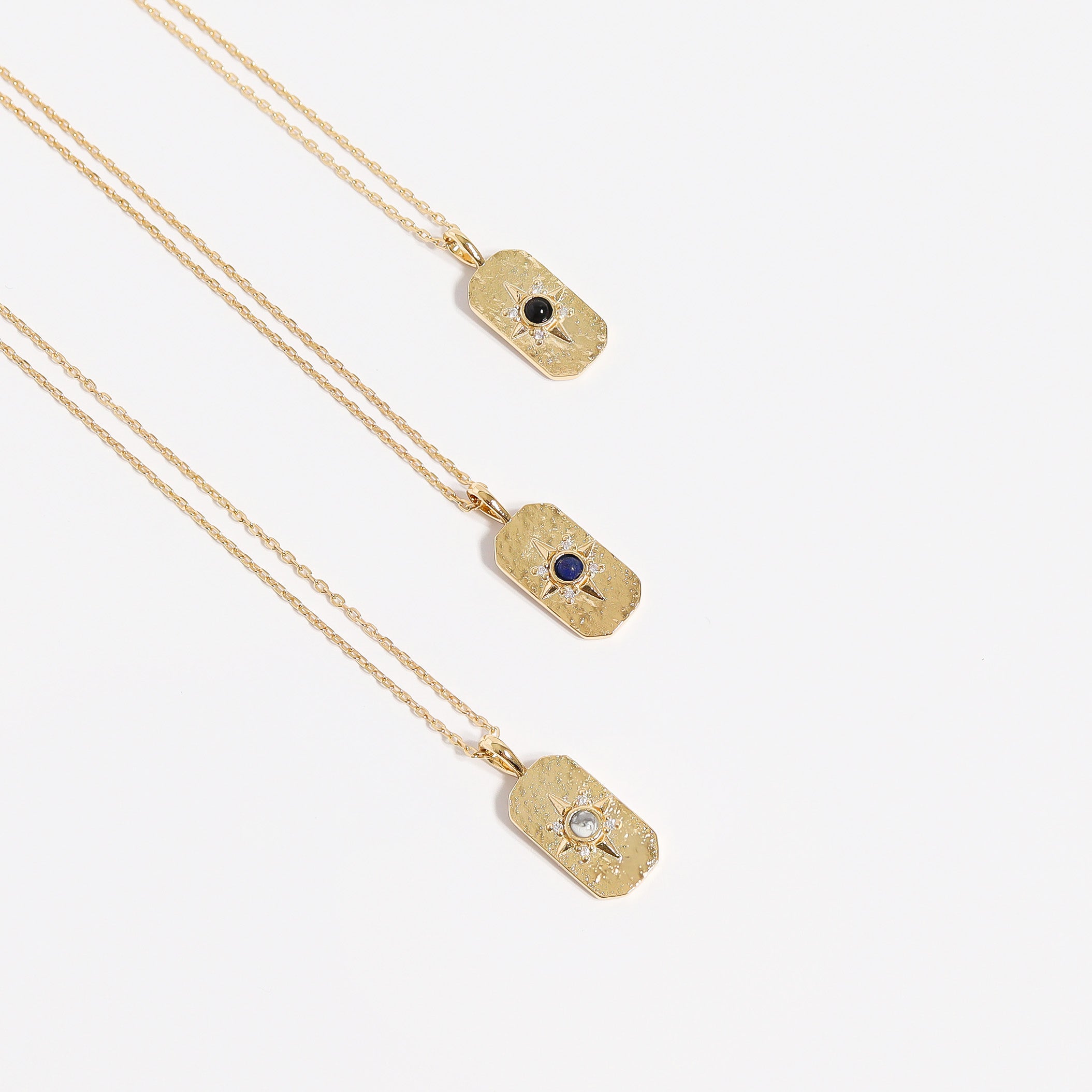 14K Gold Plated Sterling Silver Semi Precious Compass Star Necklace / PMJ0028、mySite、dreamappss