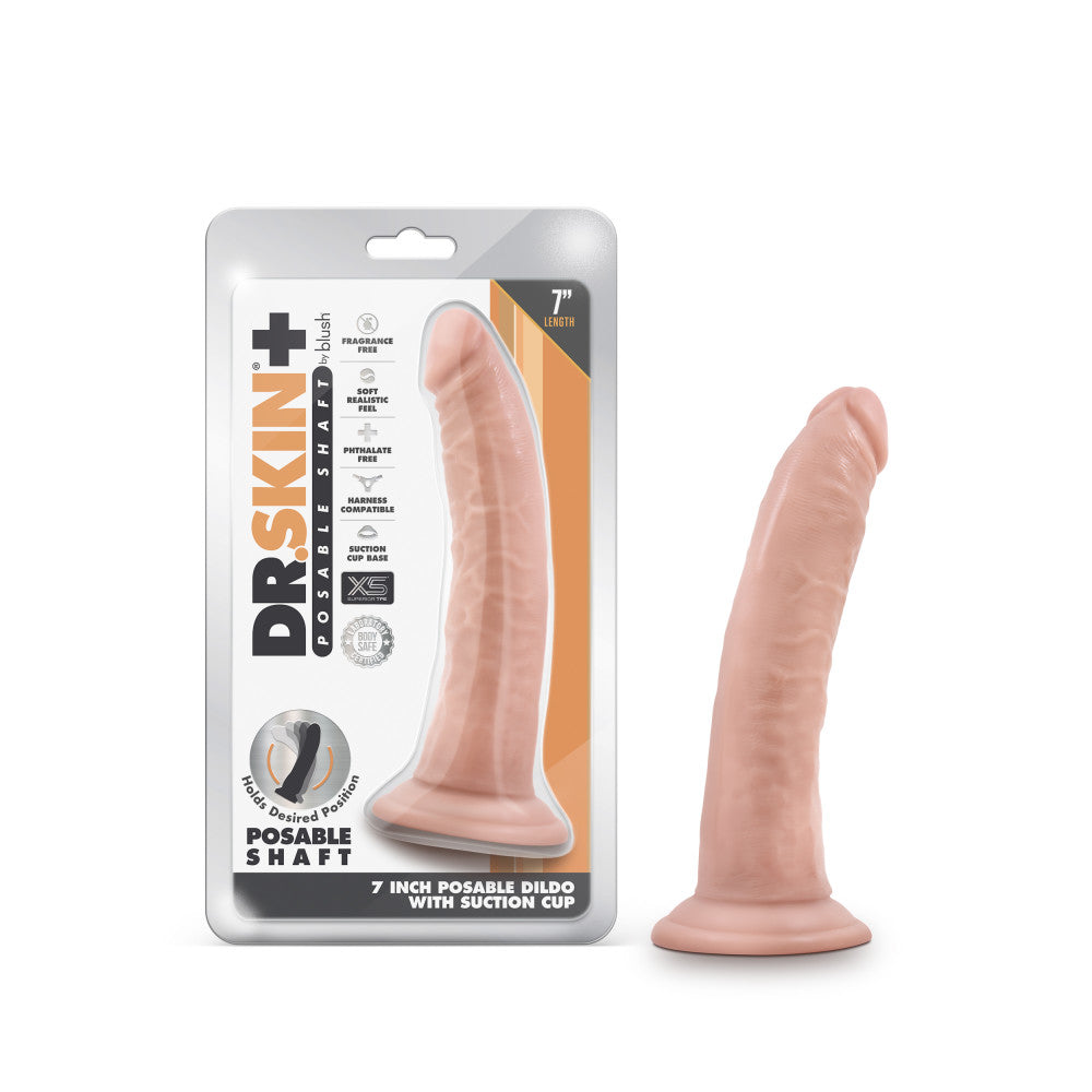 Dr. Skin Plus By Blush® | Realistic Vanilla 7.5-Inch Long Soft Yet Erect & Posable Dildo With Suction Cup Base、mySite、bottomscart