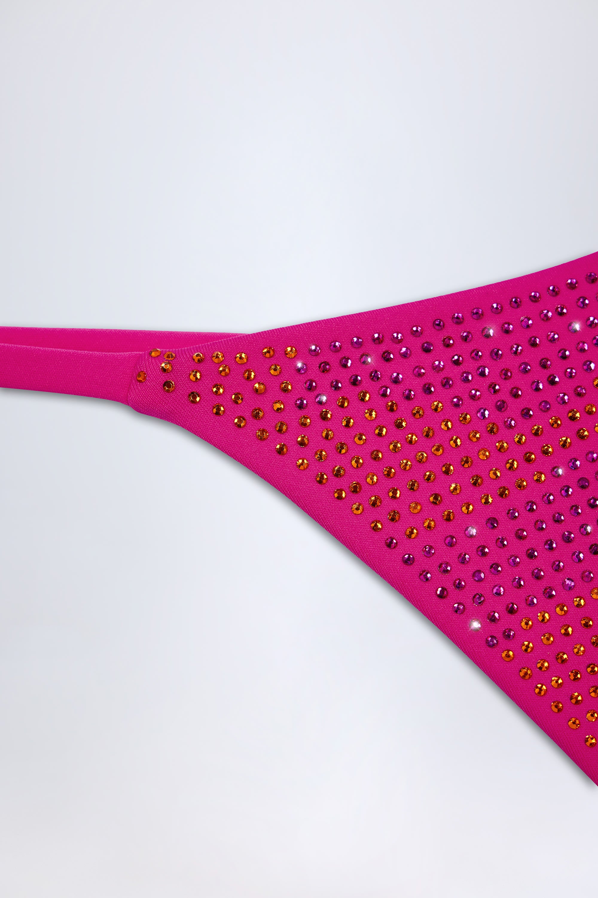  Embellished Thong Bikini Bottoms in Pink Tropical Hotfix、mySite、sugarbowlscore