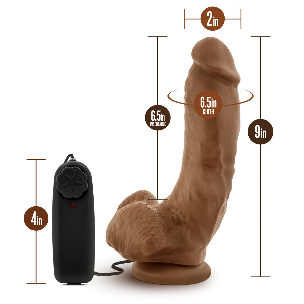 Coverboy™ By Blush® | The Boxer Realistic Mocha 9-Inch Long Remote Control Vibrating Dildo With Suction Cup Base、mySite、bottomscart