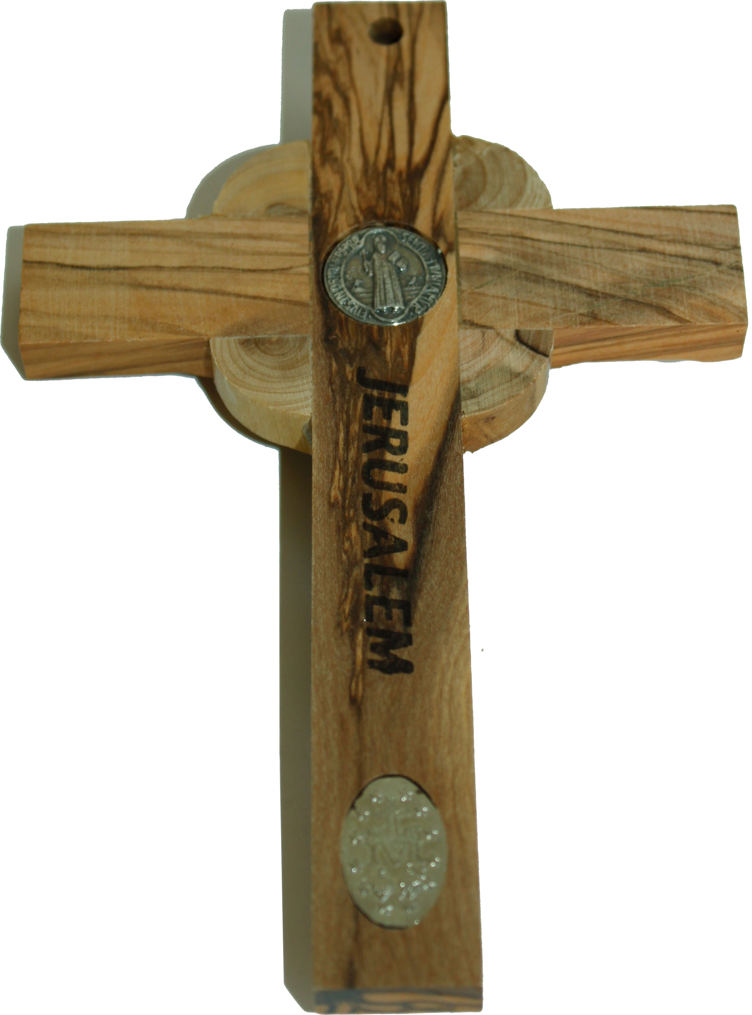 Holy Land Market Celtic and Saint Benedict and Miraculous Medal Olive Wood Crucifix、mySite、topwebapps