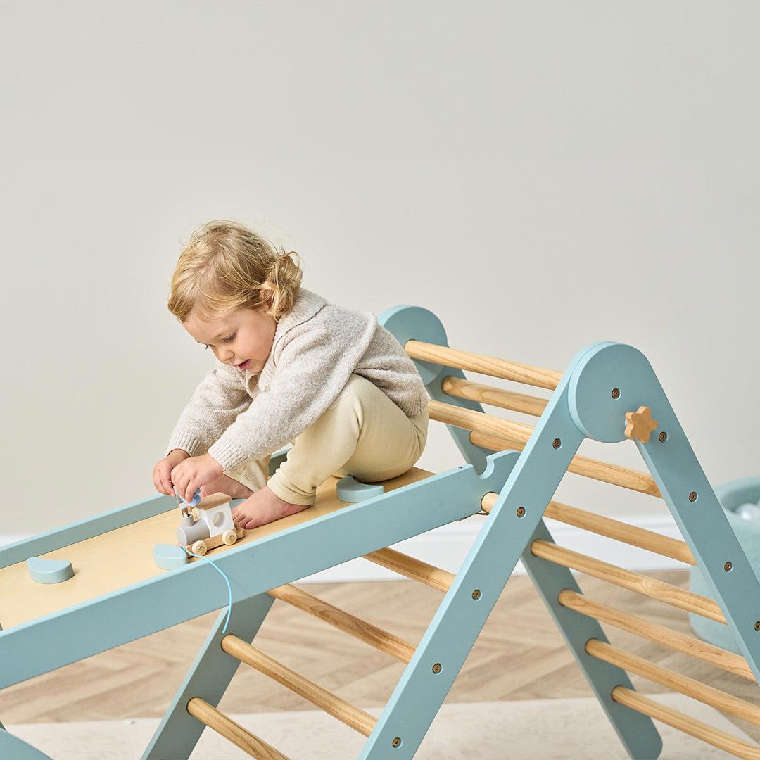  Tutti Bambini Scala Montessori 3 In 1 Pikler Climbing Frame With Climbing Wall - Ocean Stone、mySite、merchandisen