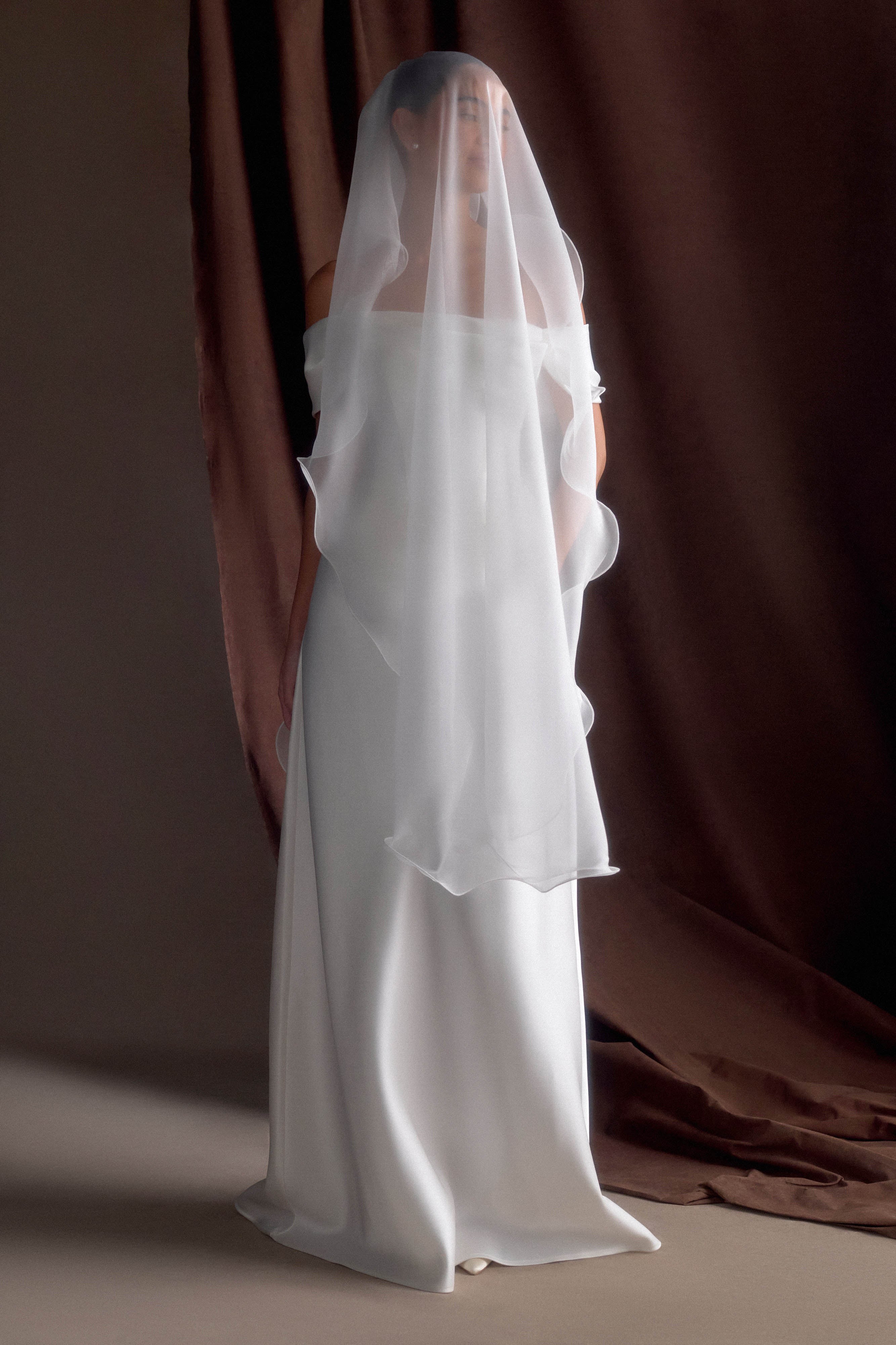 Asteria Draped Chiffon Veil - Ivory、mySite、solidvoid