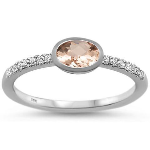 Morganite and Diamond Trendy Minimalist Ring in 14K White Gold, Very Chic、mySite、g9winljtr
