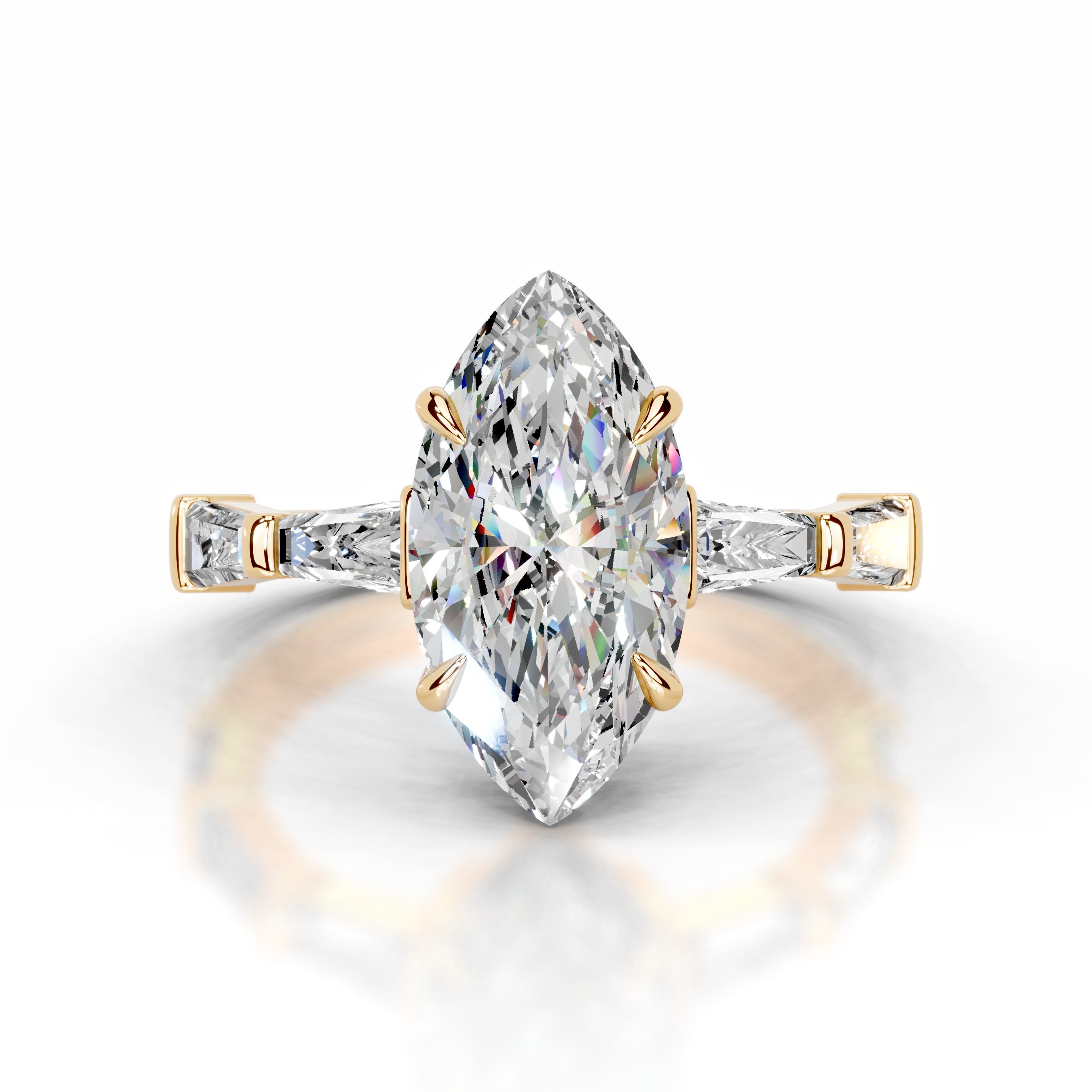 Nidia Moissanite & Diamond Ring - 18K Yellow Gold、mySite、hinf8tx79