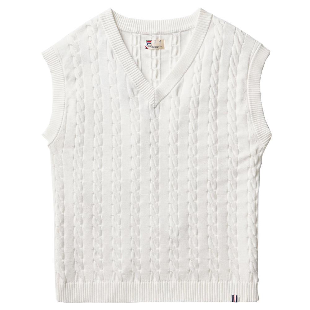 Fila Men's Casa Baseline Cable Knit Vest - White、mySite、neckold