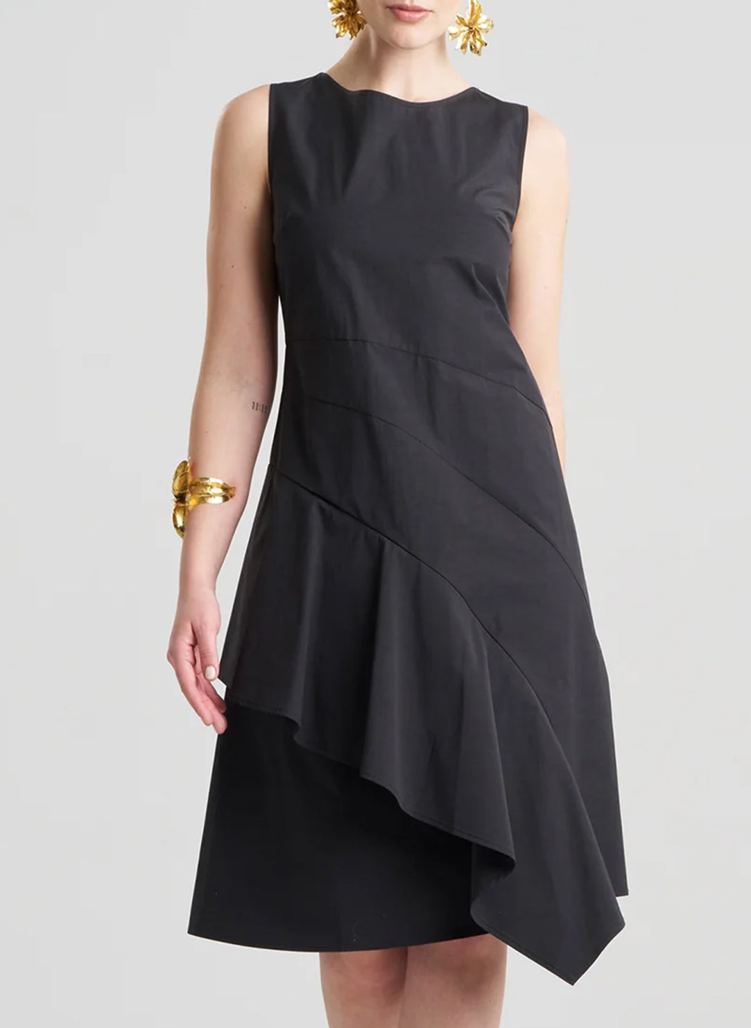  Tech Cotton Taffeta Black Asymmetric Origami Dress、mySite、justintrudeaud